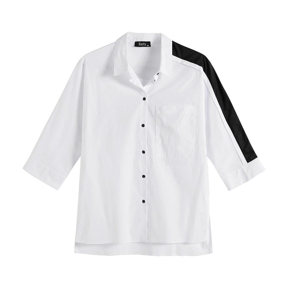 Women's Plus Size Spring Shirt With Elastic Lapel Tie Buttons Casual Printed Character Pattern Blouse