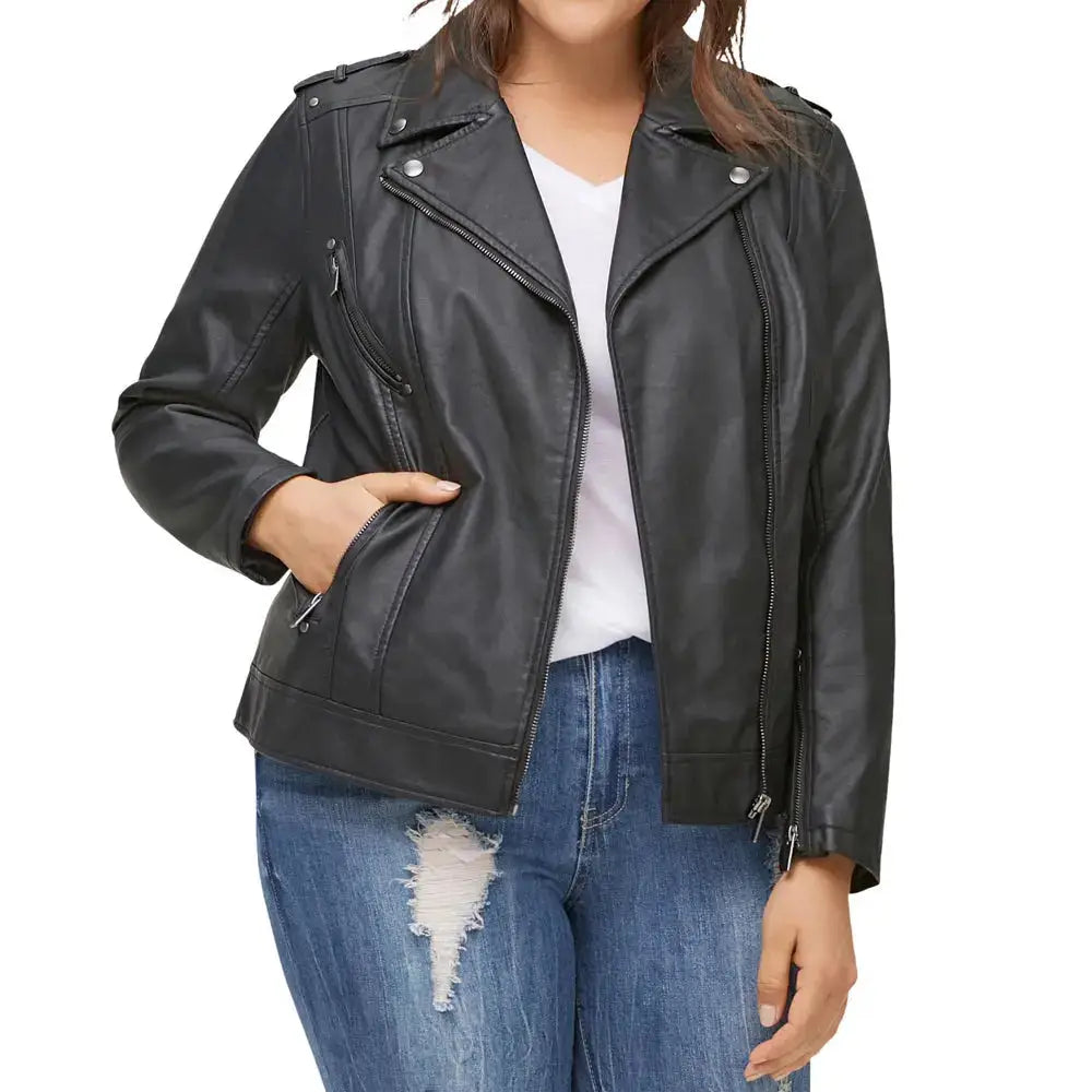 Women’s Plus Size Moto Leather Jacket