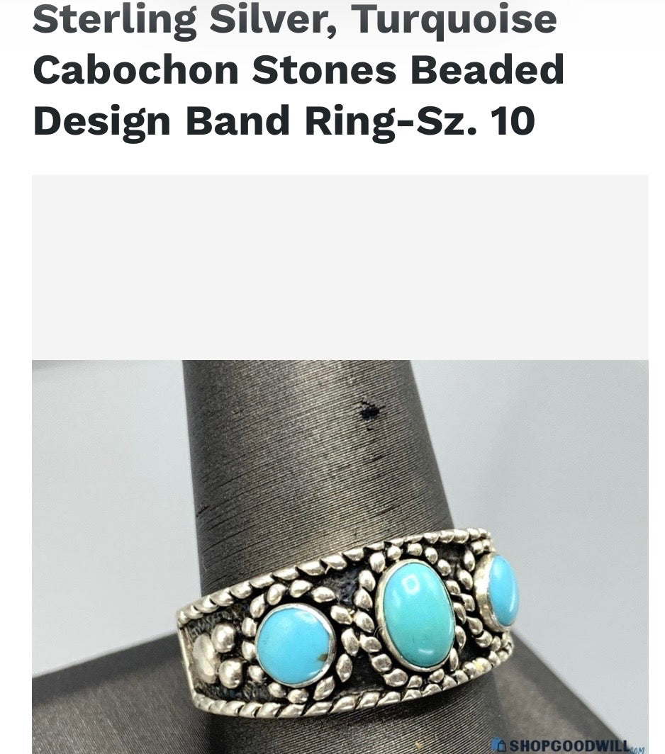 Sleeping beauty turquoise & 925 sterling silver ring sz 9