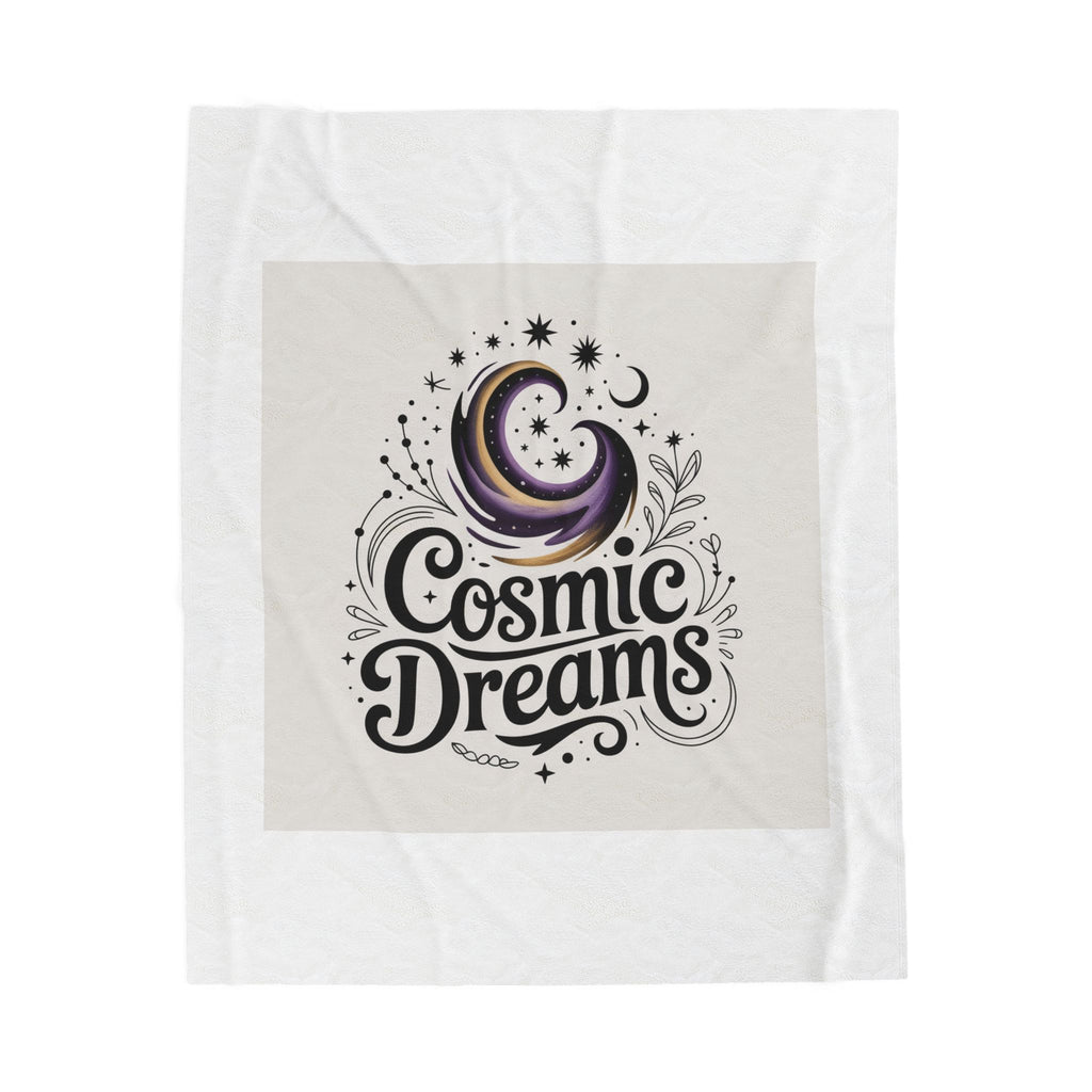 Cosmic Dreams Velveteen Plush Blanket — Soft Celestial Moon & Stars Throw