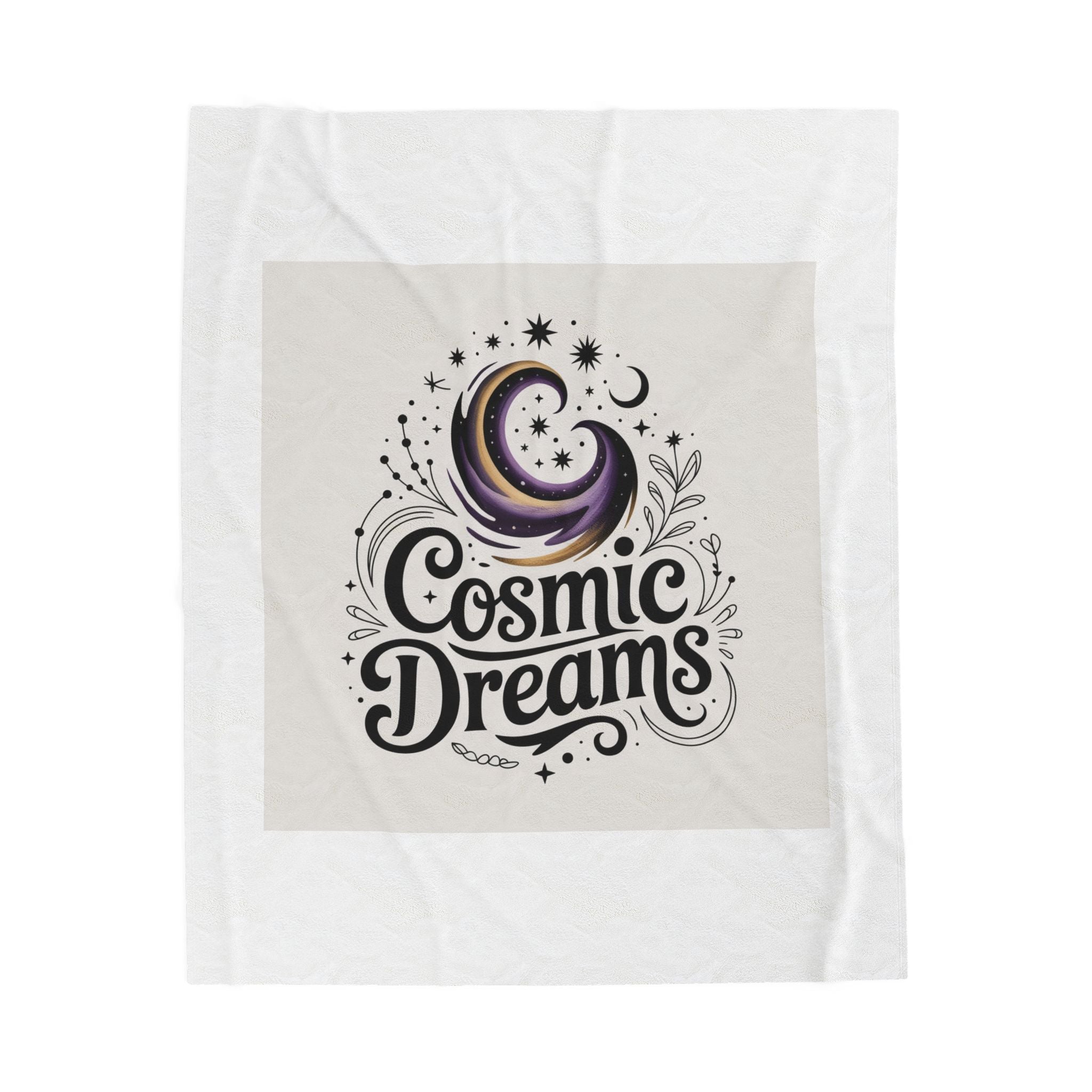 Cosmic Dreams Velveteen Plush Blanket — Soft Celestial Moon & Stars Throw