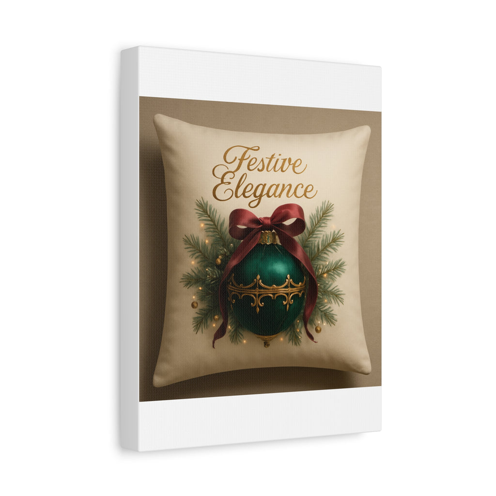 Festive Elegance Christmas Canvas Wall Art — Green Ornament Holiday Decor