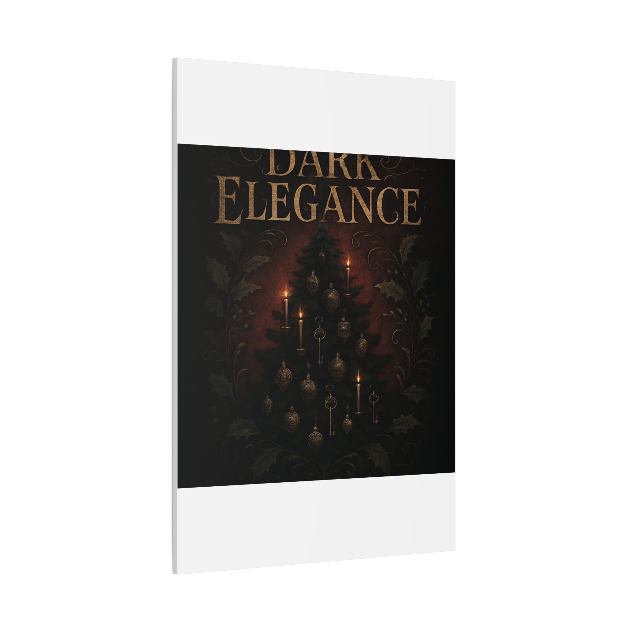Elegance Christmas Canvas Wall Art — Vintage Candlelit Tree Matte Stretched Print