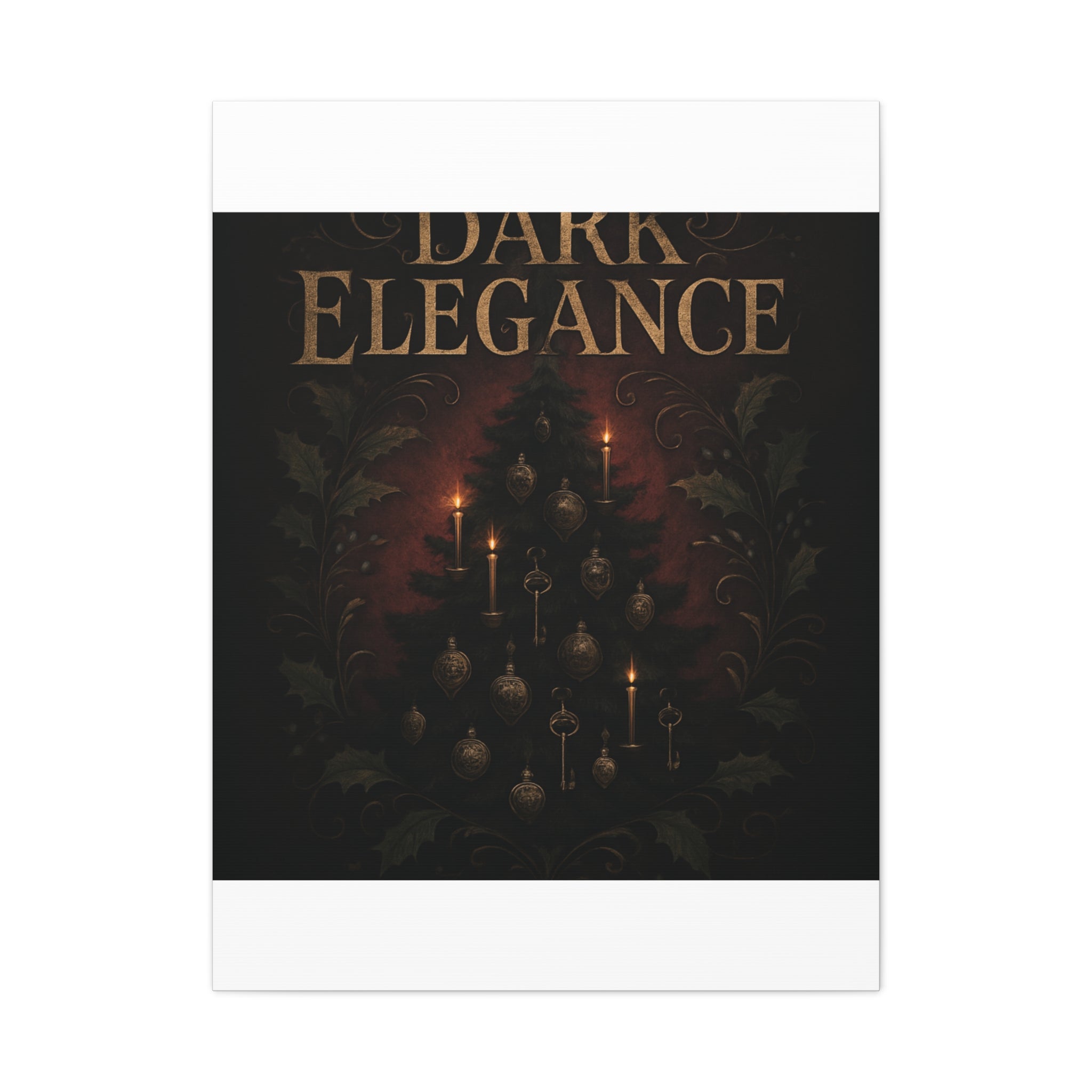 Elegance Christmas Canvas Wall Art — Vintage Candlelit Tree Matte Stretched Print