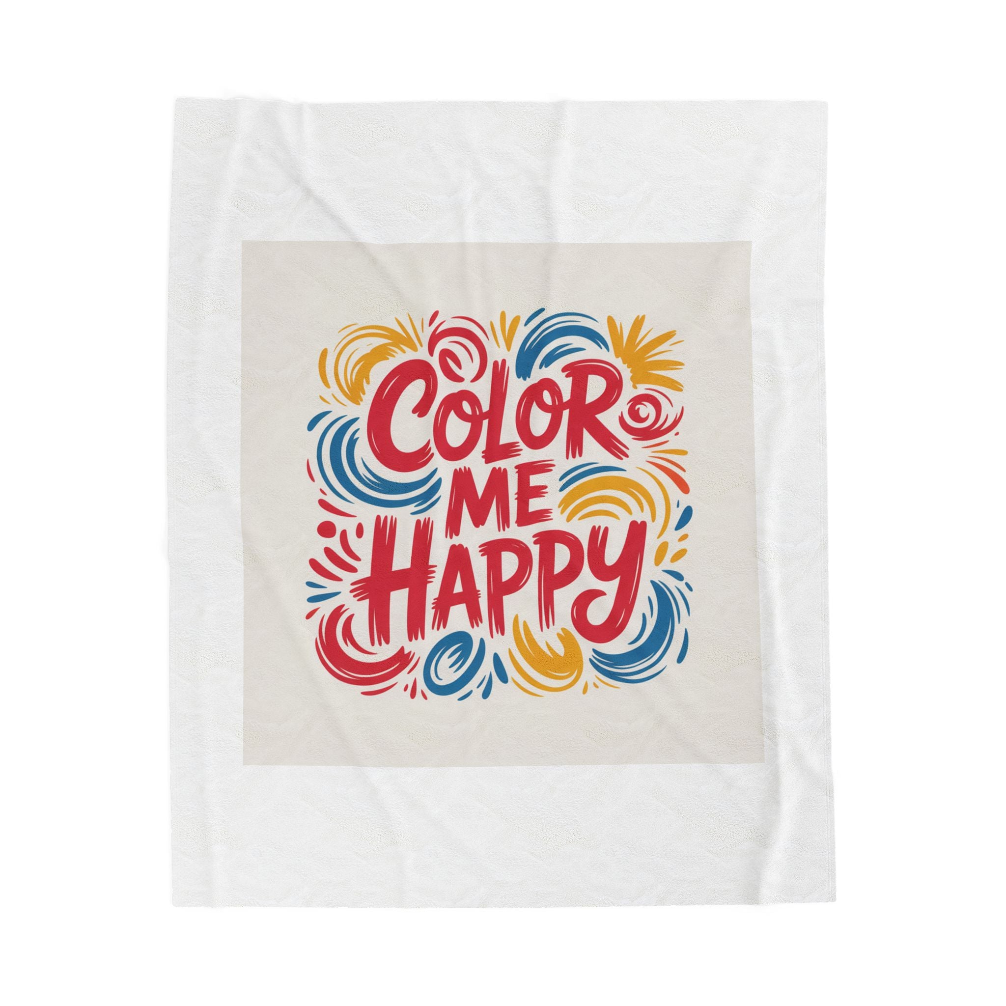 Color Me Happy Velveteen Plush Blanket — Bright Cheer Graphic Throw