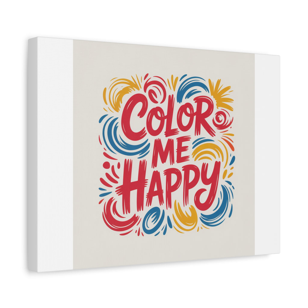 Color Me Happy Canvas Wall Art — Bright Hand-Lettered Inspirational Print