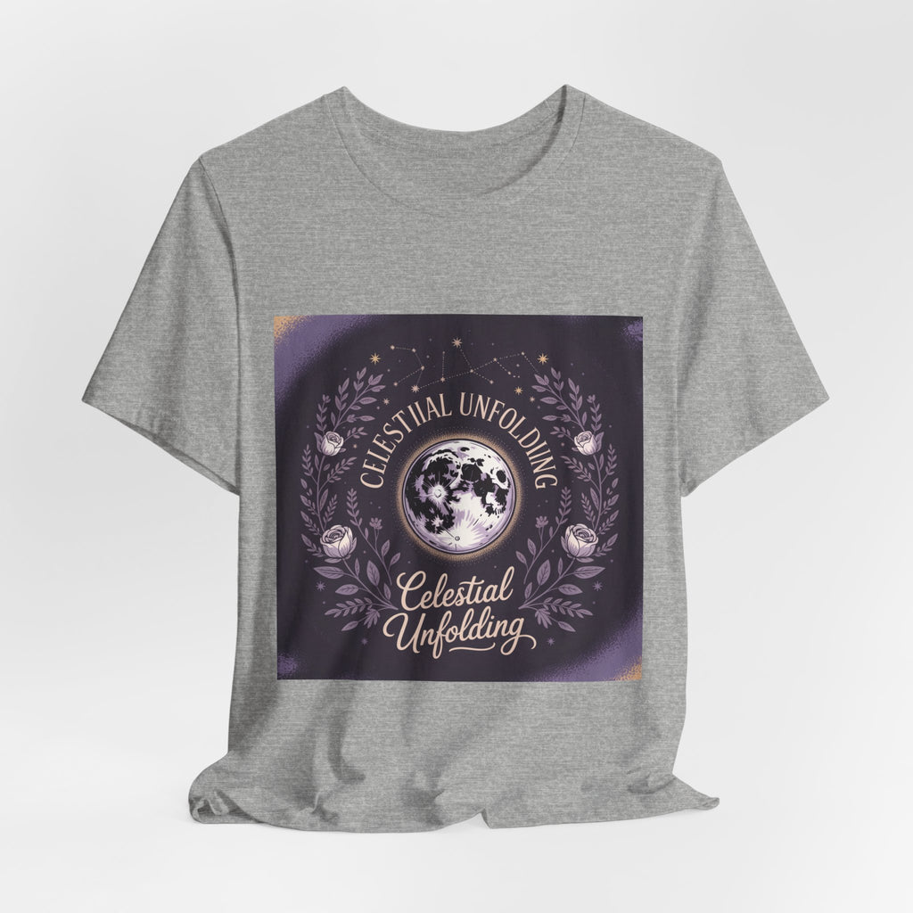 Celestial Unfolding Graphic Tee — Moon & Floral Astrology Shirt