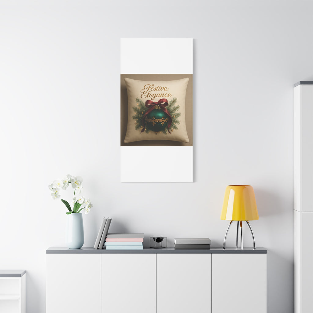 Festive Elegance Christmas Canvas Wall Art — Green Ornament Holiday Decor