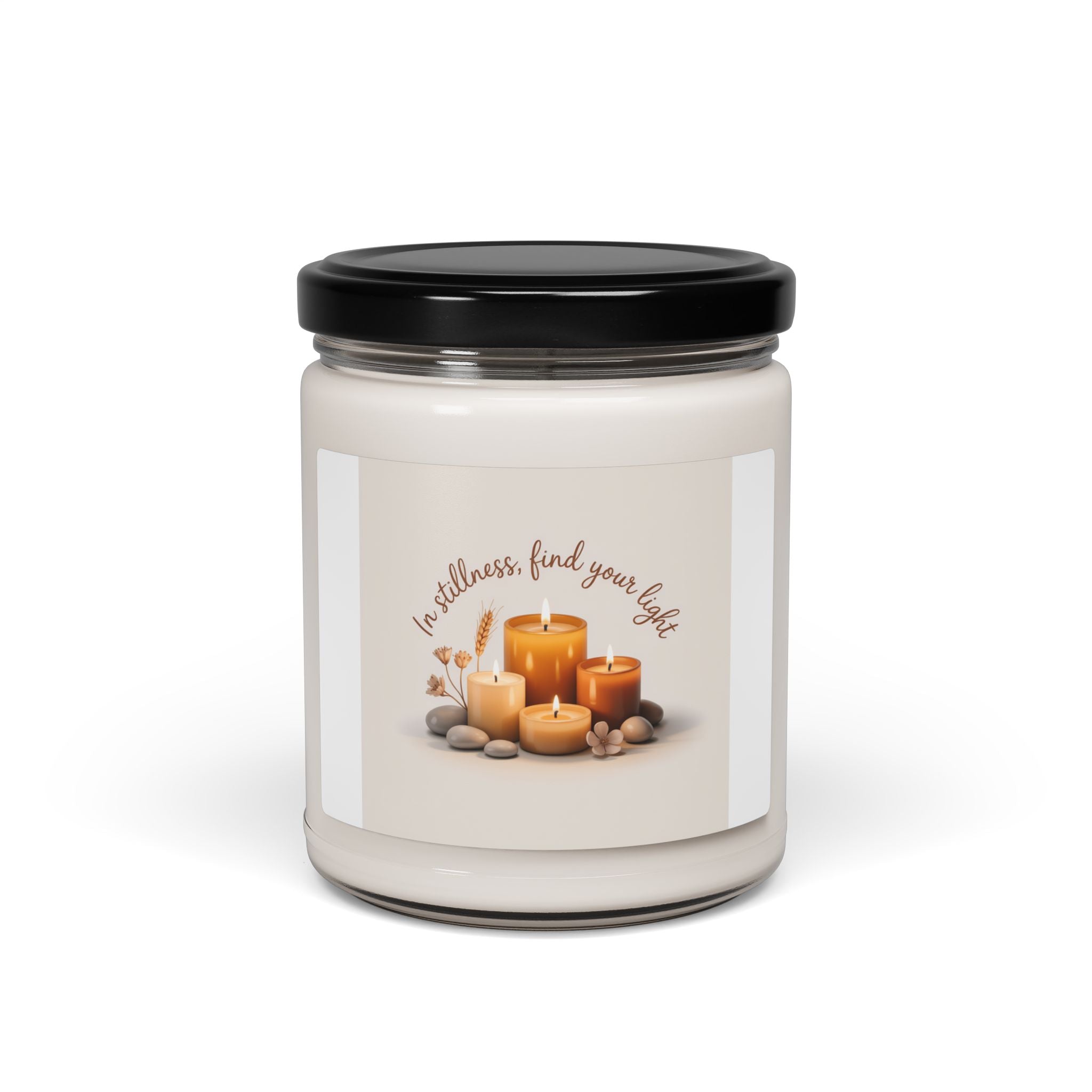Soy Candle — 'In Stillness, Find Your Light' 9oz Scented Jar (Relaxing Spa Aromas)