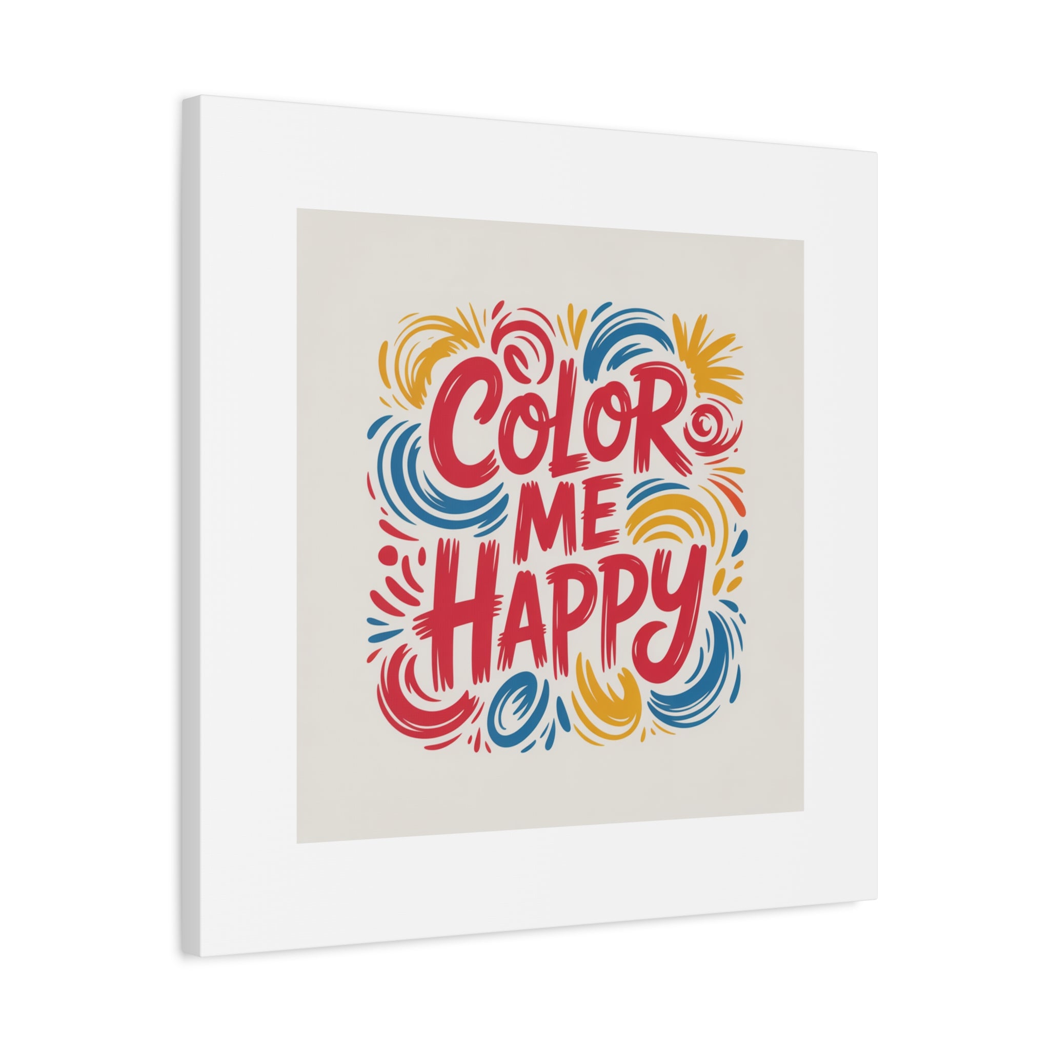 Color Me Happy Canvas Wall Art — Bright Hand-Lettered Inspirational Print