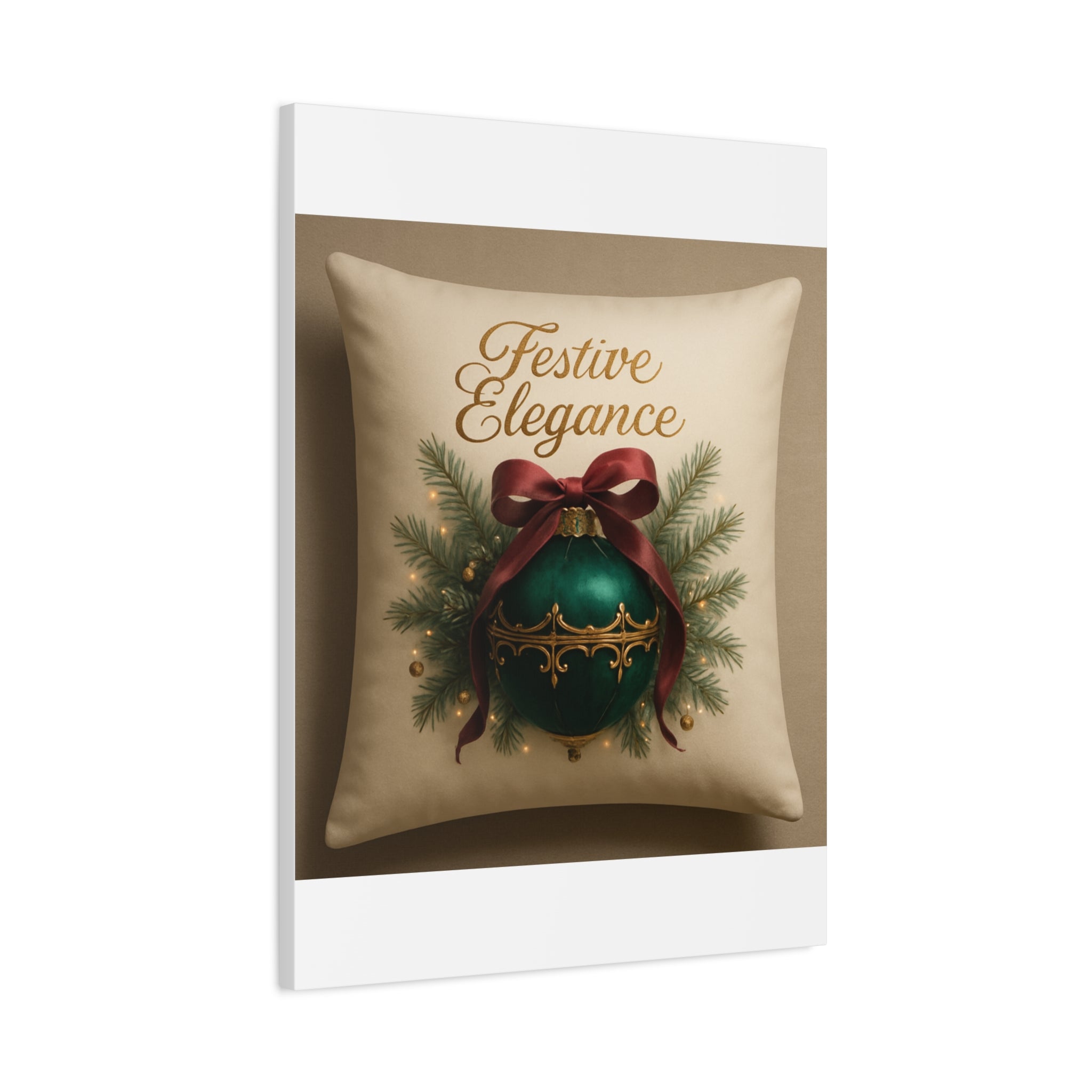 Festive Elegance Christmas Canvas Wall Art — Green Ornament Holiday Decor