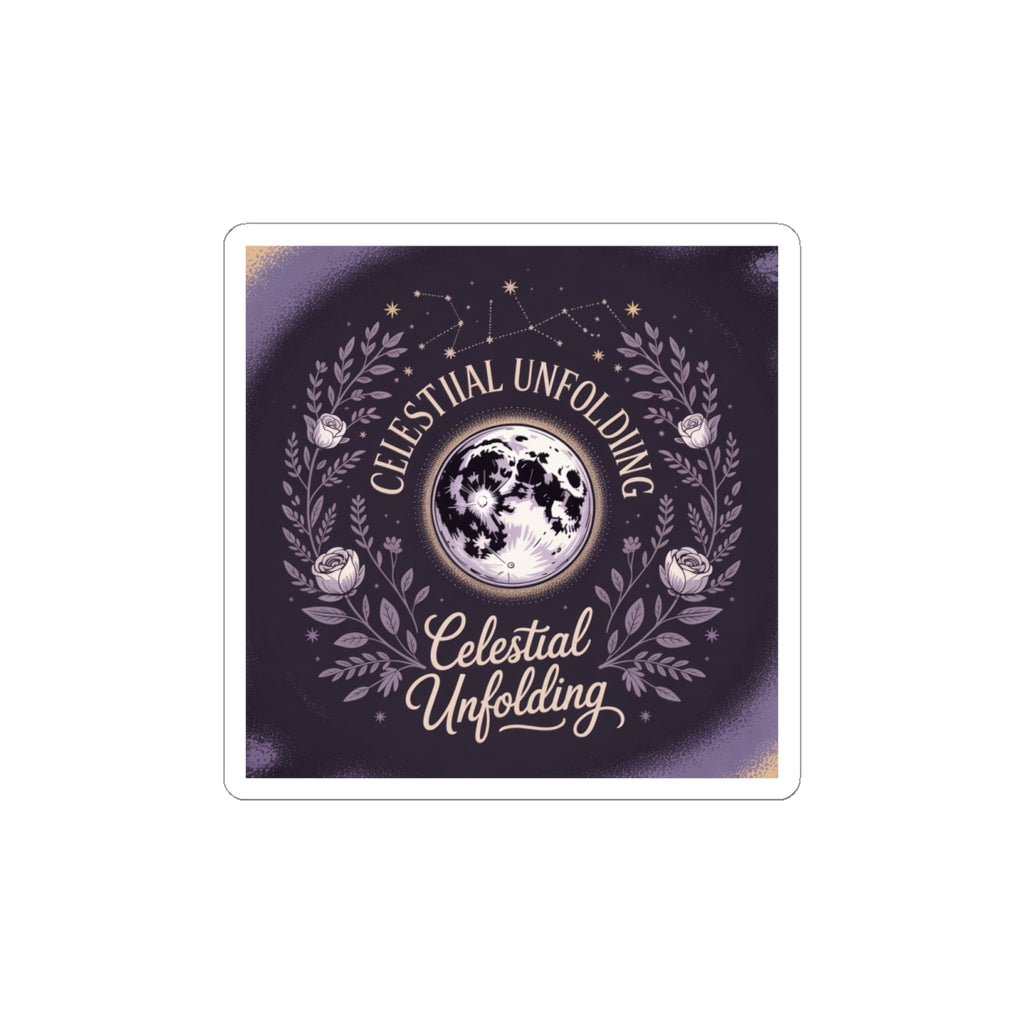 Celestial Unfolding Moon Sticker — Mystical Floral Laptop Decal