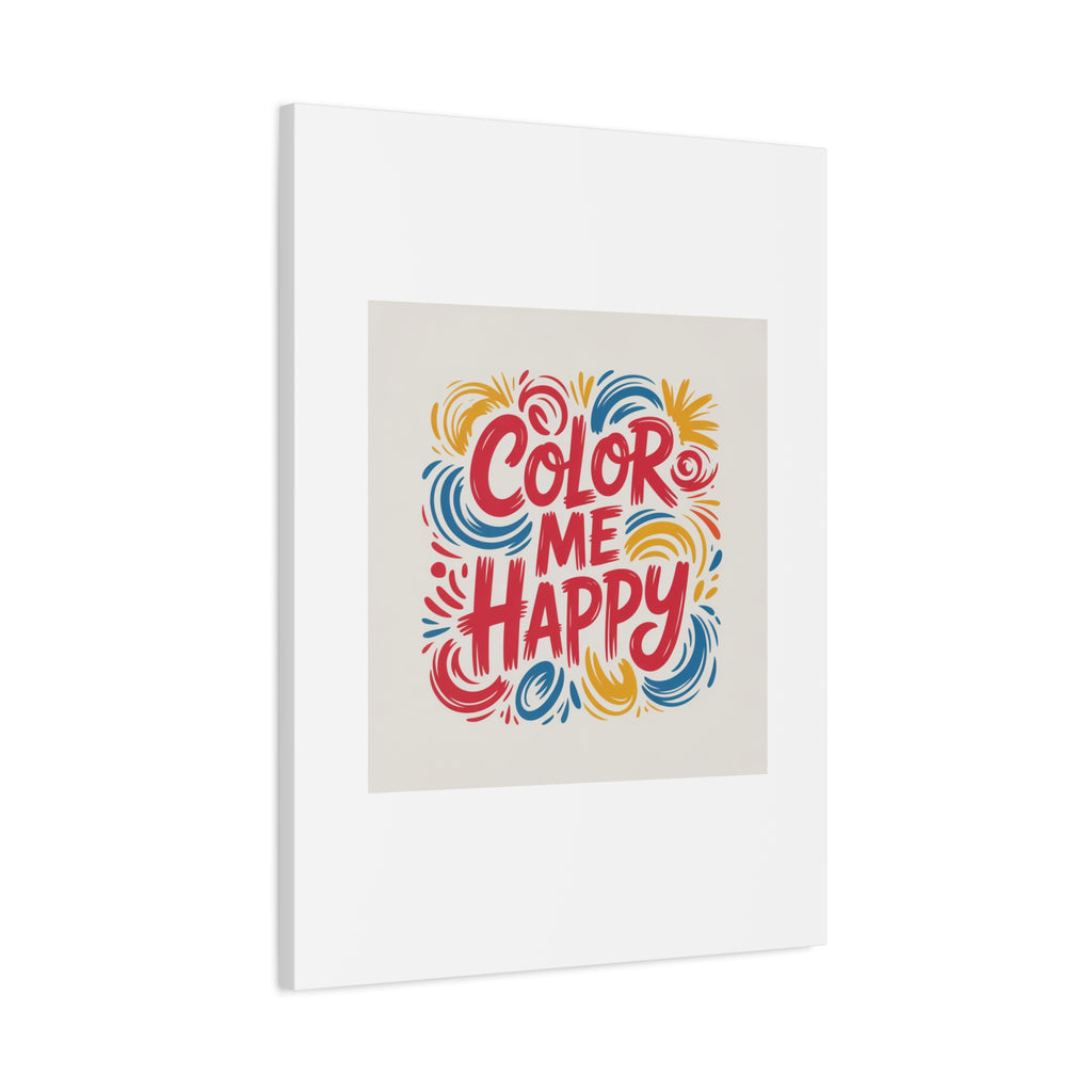 Color Me Happy Canvas Wall Art — Bright Hand-Lettered Inspirational Print