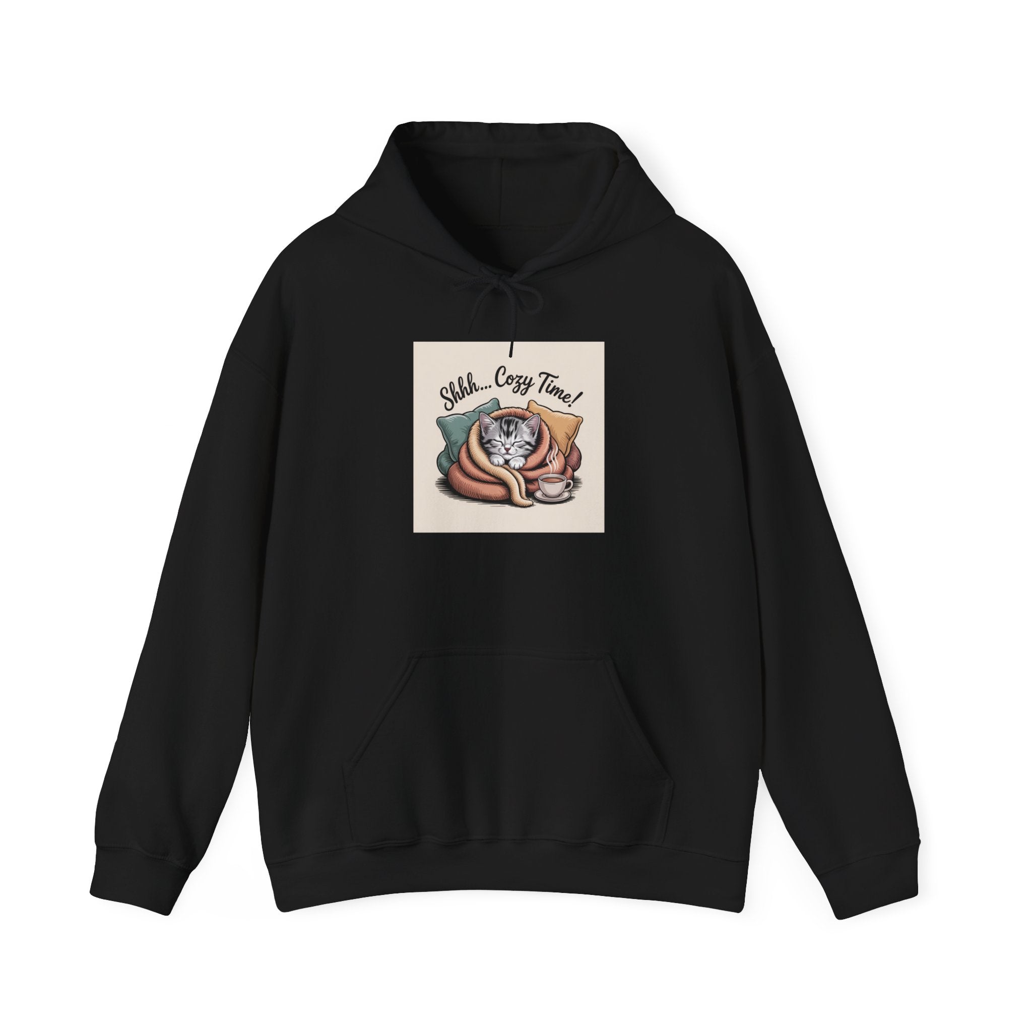 Cat Nap Hoodie – "Shh... Cozy Time!" Cute Sleeping Cat Graphic Sweatshirt