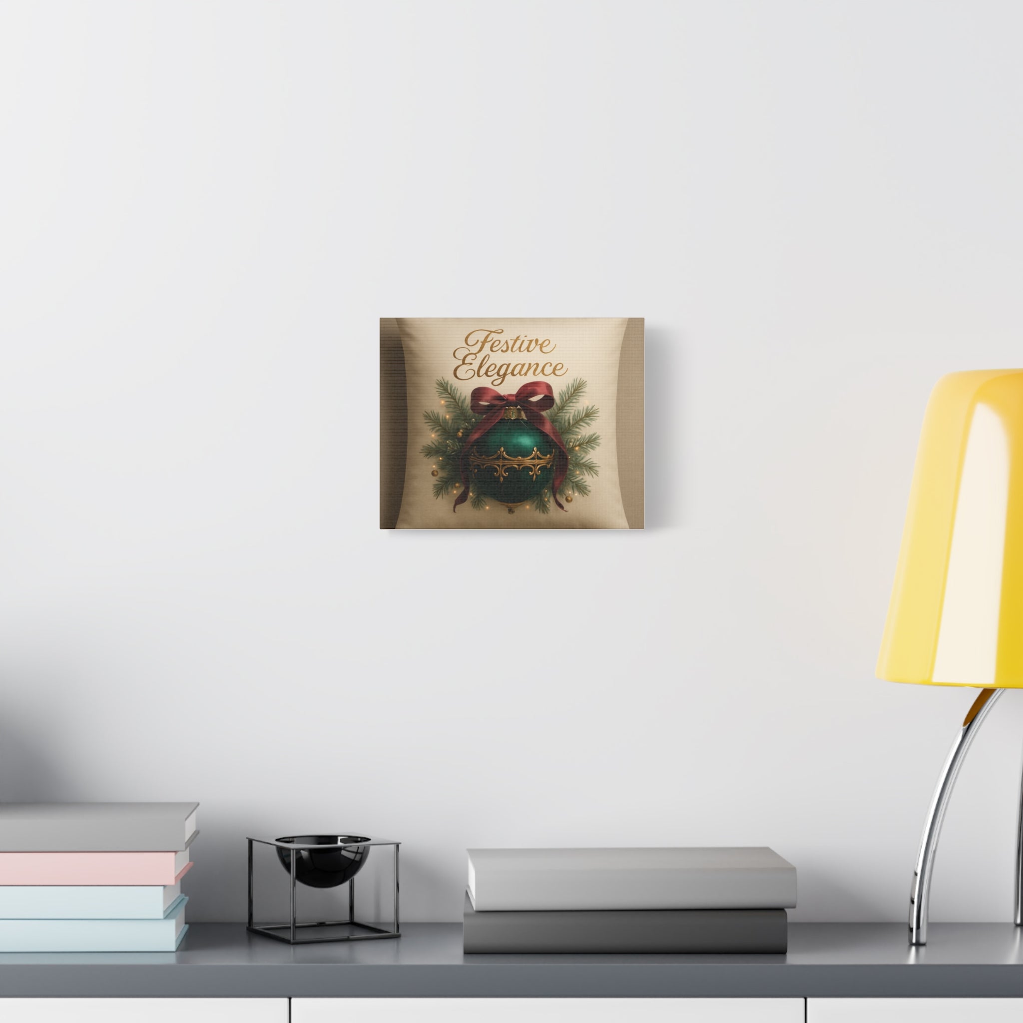 Festive Elegance Christmas Canvas Wall Art — Green Ornament Holiday Decor