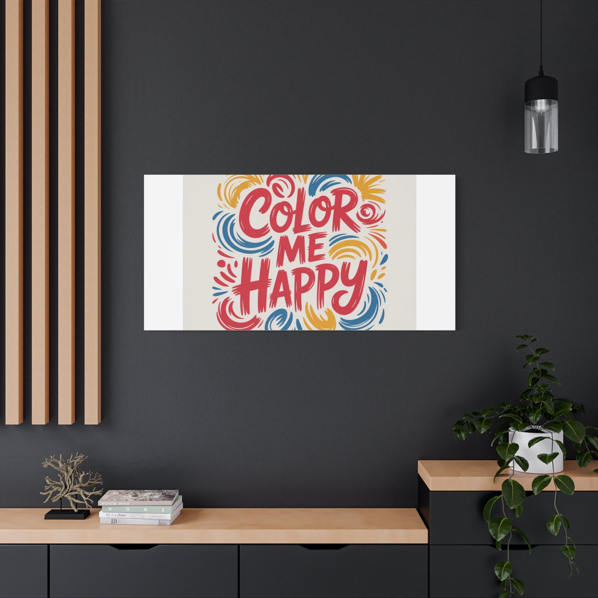 Color Me Happy Canvas Wall Art — Bright Hand-Lettered Inspirational Print
