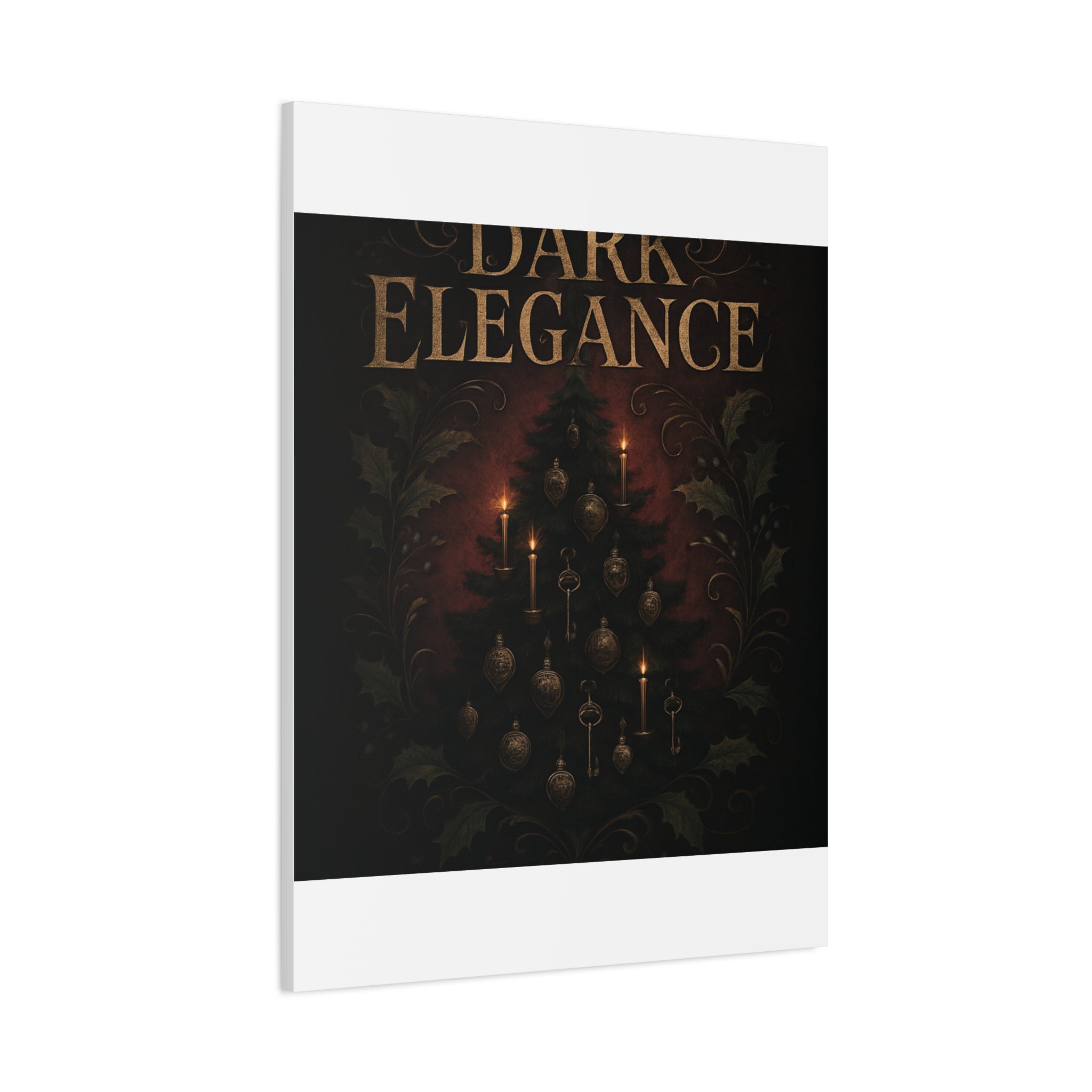 Elegance Christmas Canvas Wall Art — Vintage Candlelit Tree Matte Stretched Print