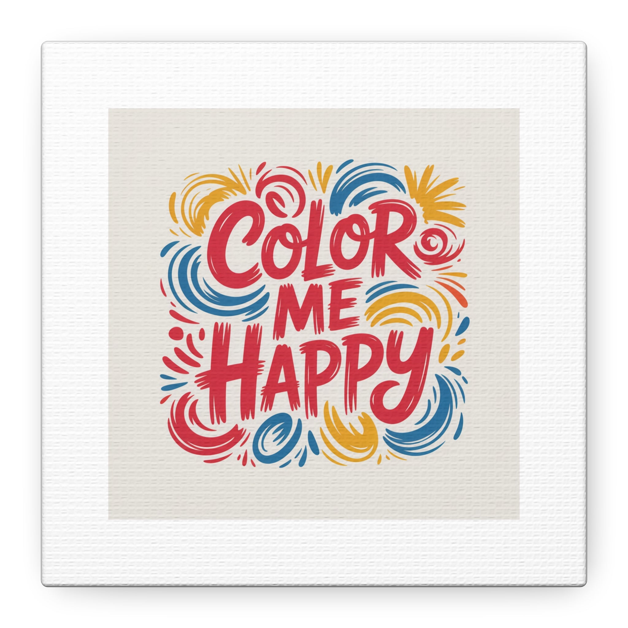 Color Me Happy Canvas Wall Art — Bright Hand-Lettered Inspirational Print