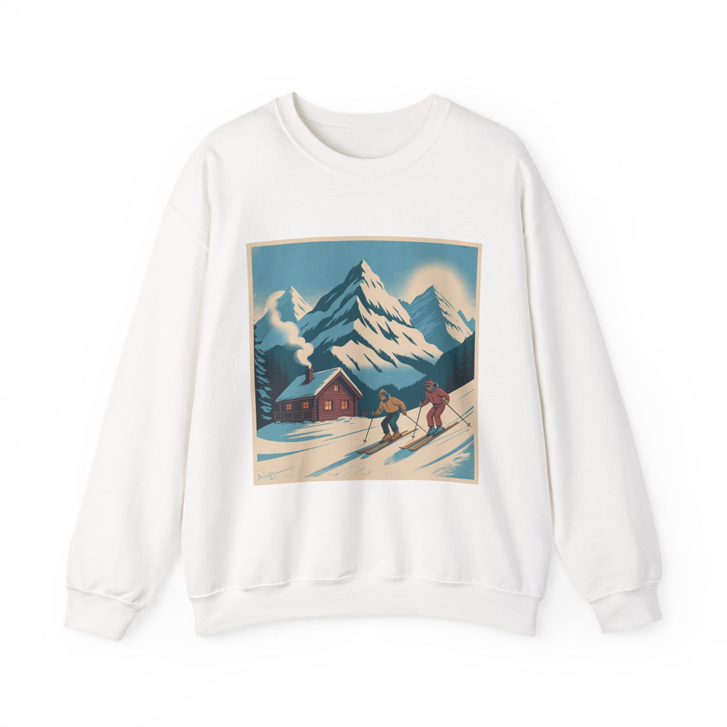 Crewneck Sweatshirt - Retro Ski Mountain Cabin Graphic