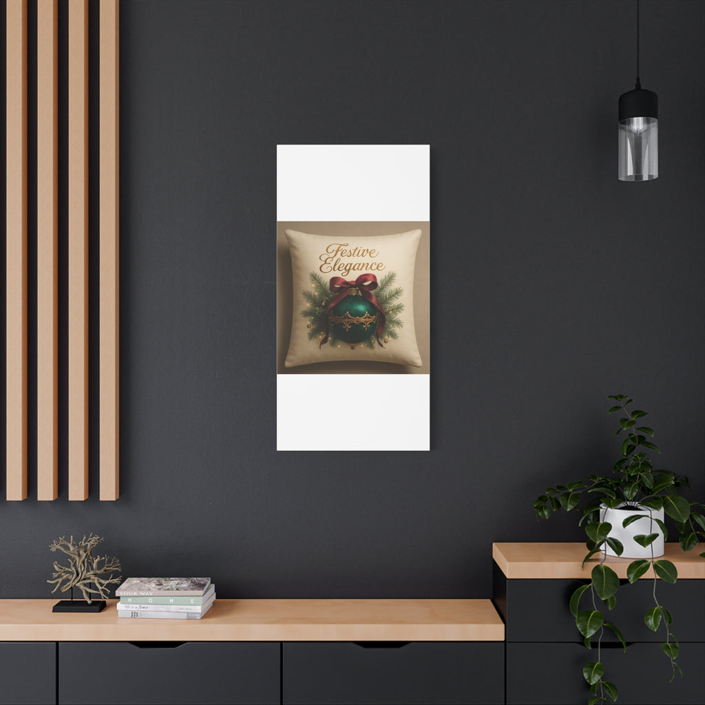 Festive Elegance Christmas Canvas Wall Art — Green Ornament Holiday Decor
