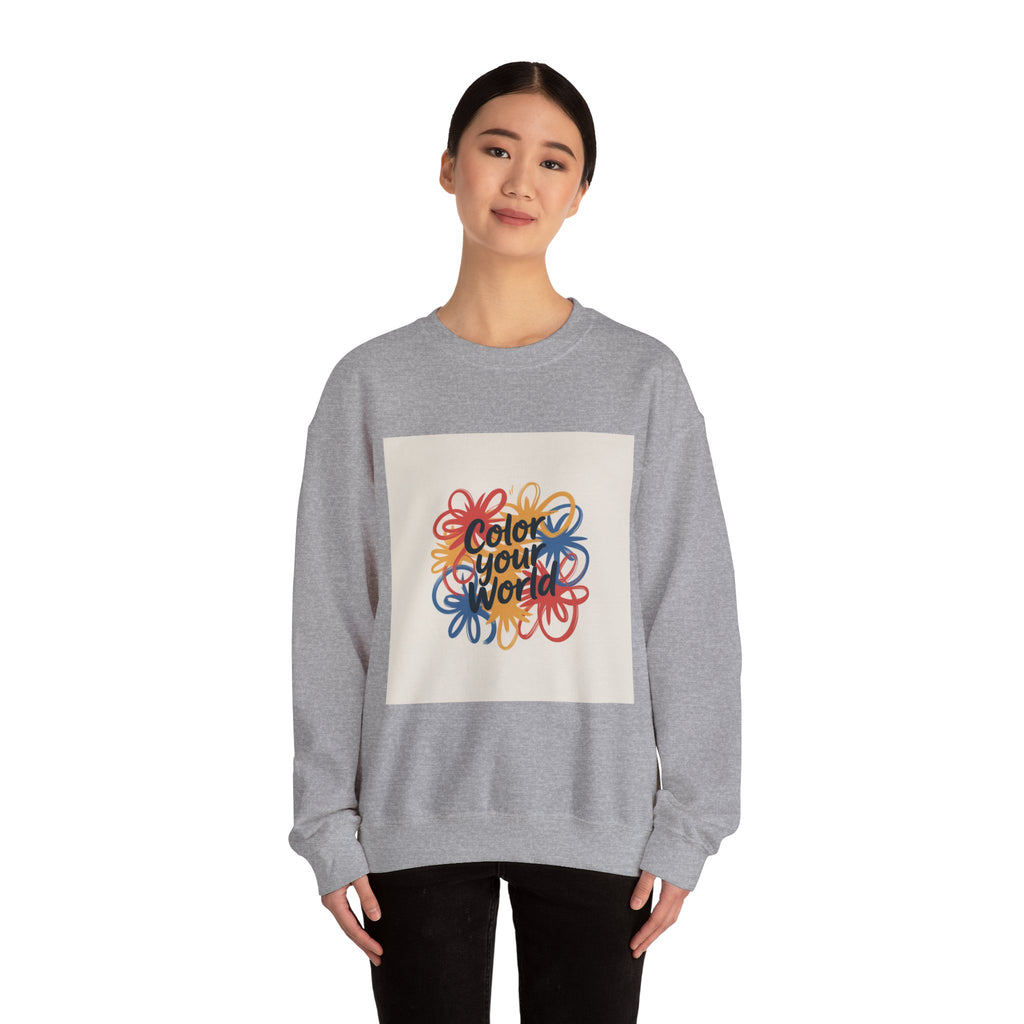 Color Your World Crewneck Sweatshirt — Vibrant Abstract Floral Design