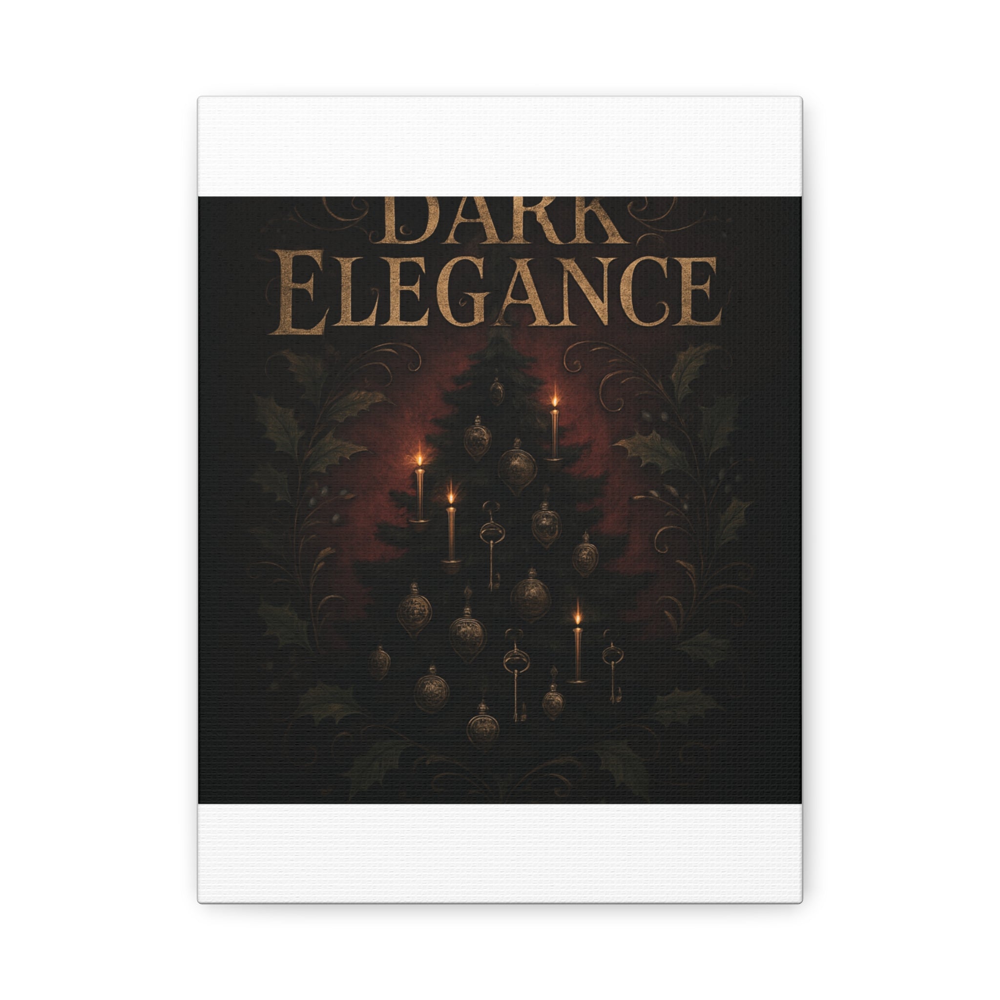 Elegance Christmas Canvas Wall Art — Vintage Candlelit Tree Matte Stretched Print