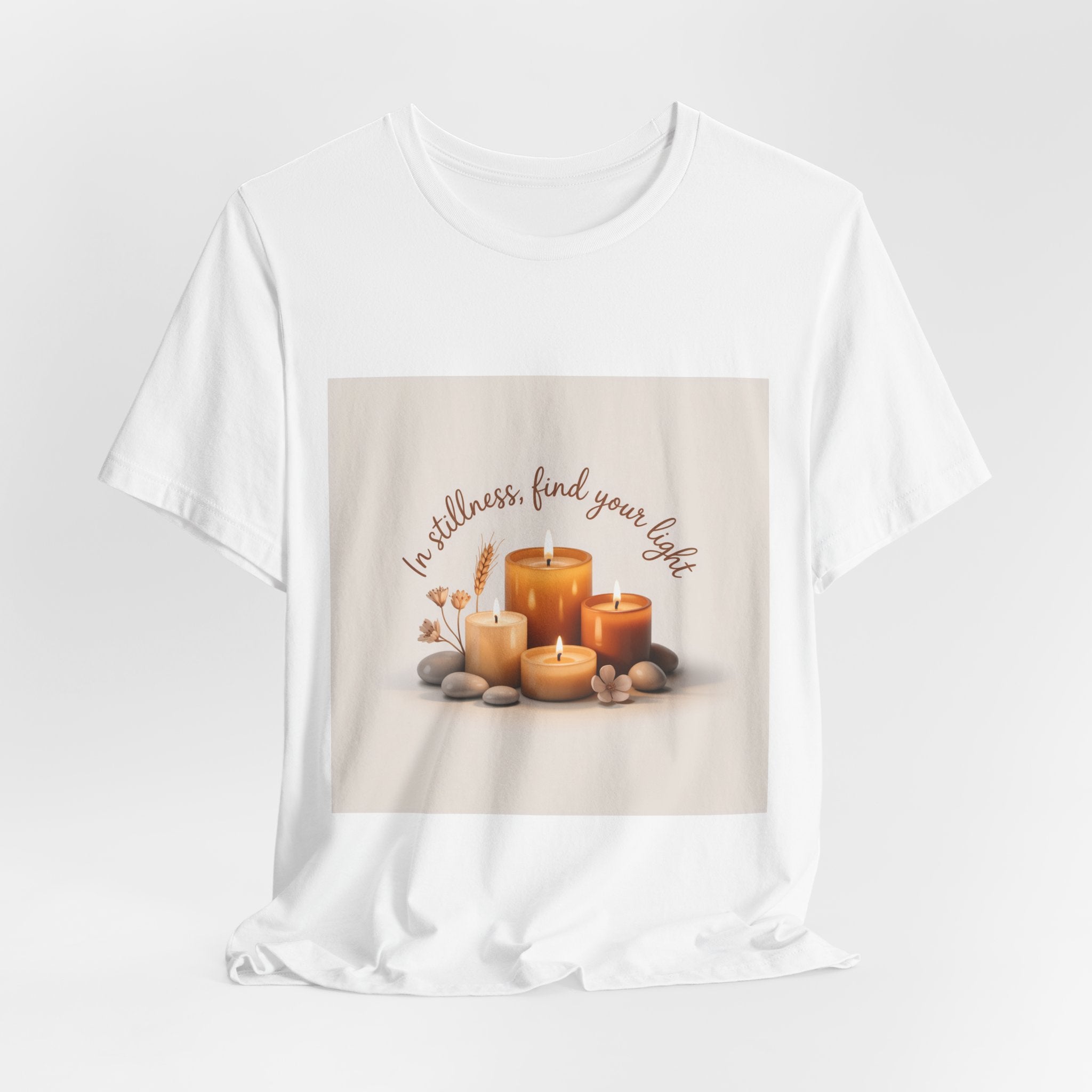 Candles & Calm Tee — "In Stillness, Find Your Light" Relaxation T-Shirt