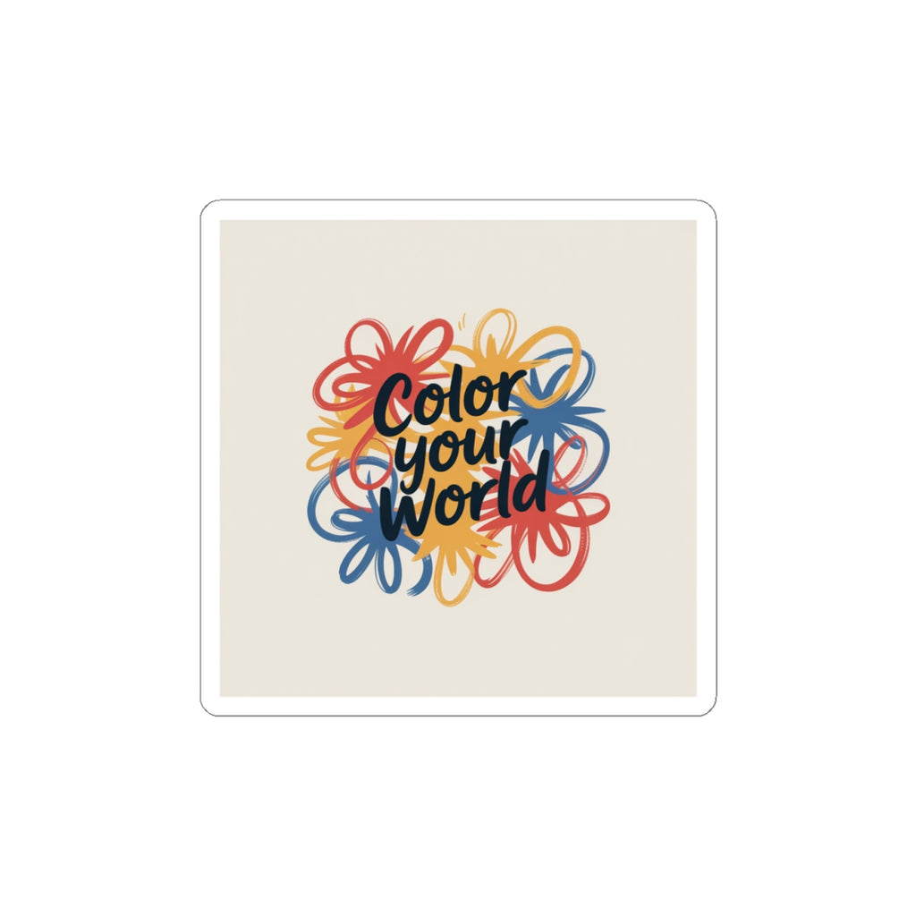 Color Your World Kiss-Cut Sticker — Inspirational Floral Doodle Decal