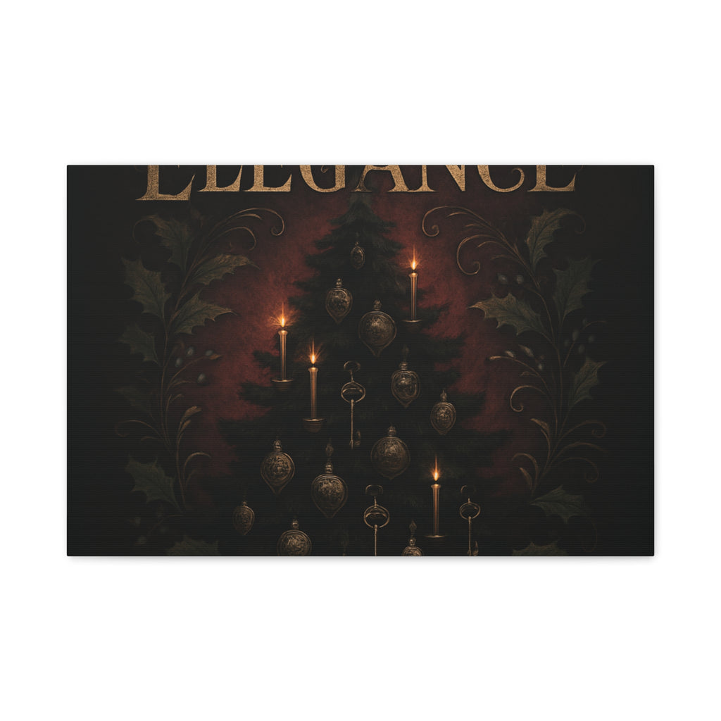 Elegance Christmas Canvas Wall Art — Vintage Candlelit Tree Matte Stretched Print