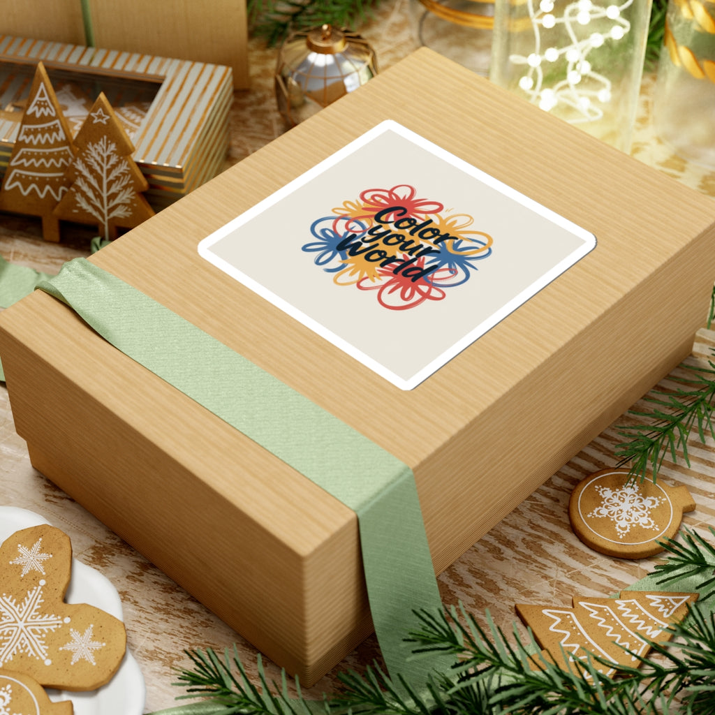 Color Your World Kiss-Cut Sticker — Inspirational Floral Doodle Decal