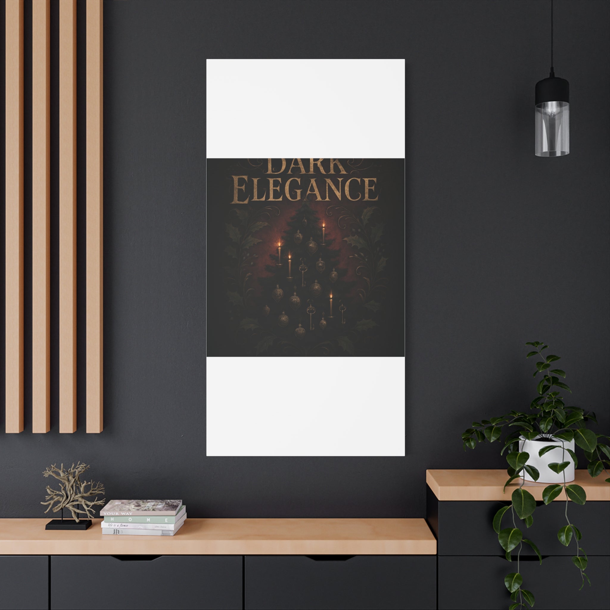 Elegance Christmas Canvas Wall Art — Vintage Candlelit Tree Matte Stretched Print