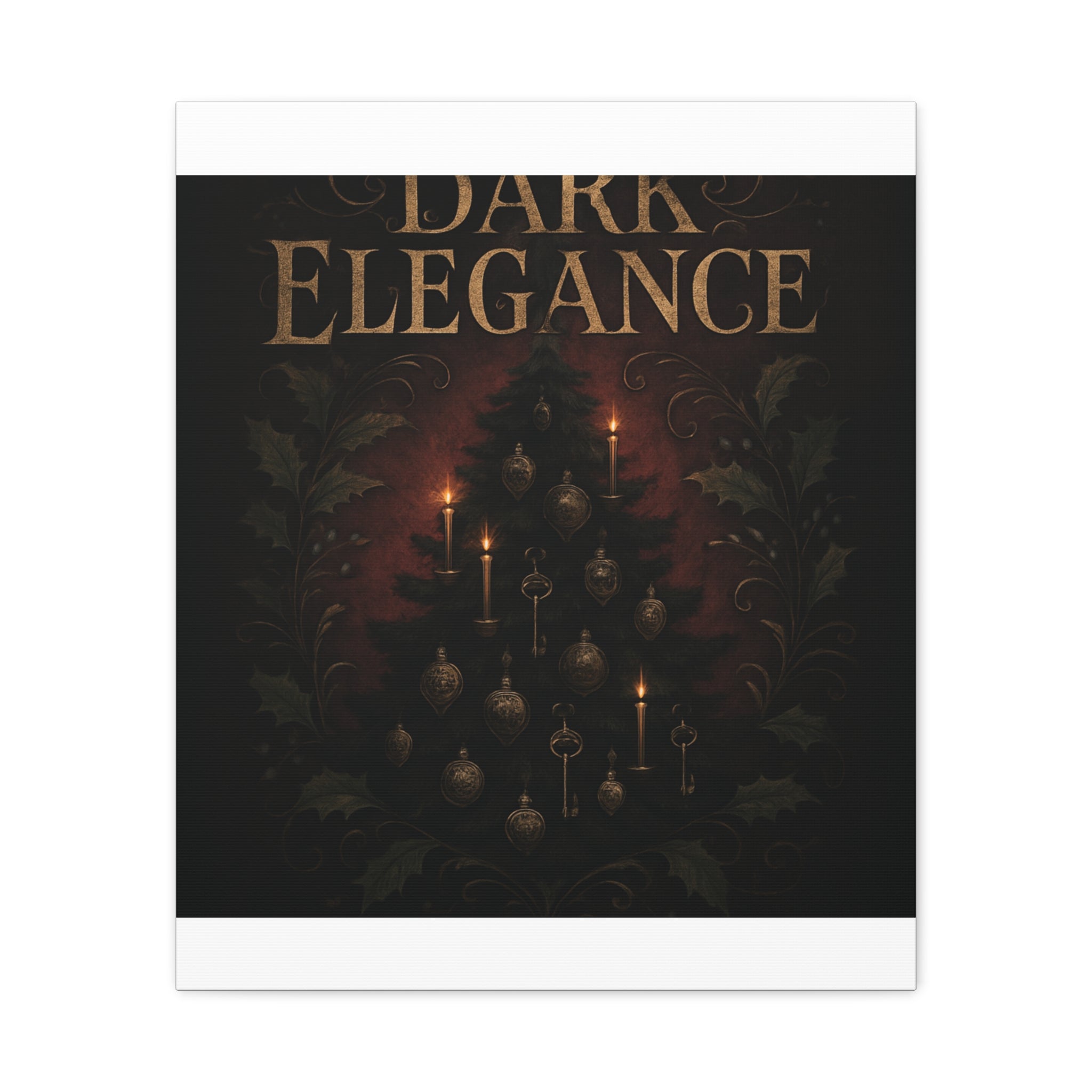 Elegance Christmas Canvas Wall Art — Vintage Candlelit Tree Matte Stretched Print