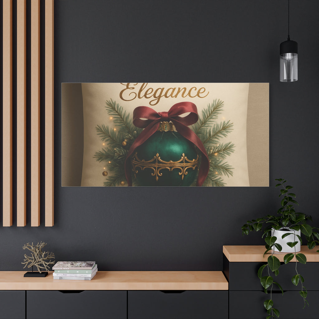Festive Elegance Christmas Canvas Wall Art — Green Ornament Holiday Decor