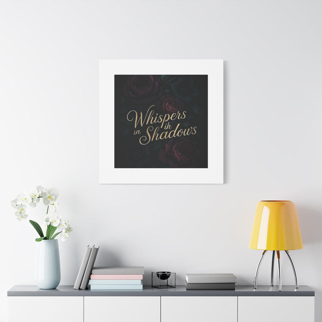 Canvas Wall Art — “Whispers in Shadows” Dark Floral Typographic Print