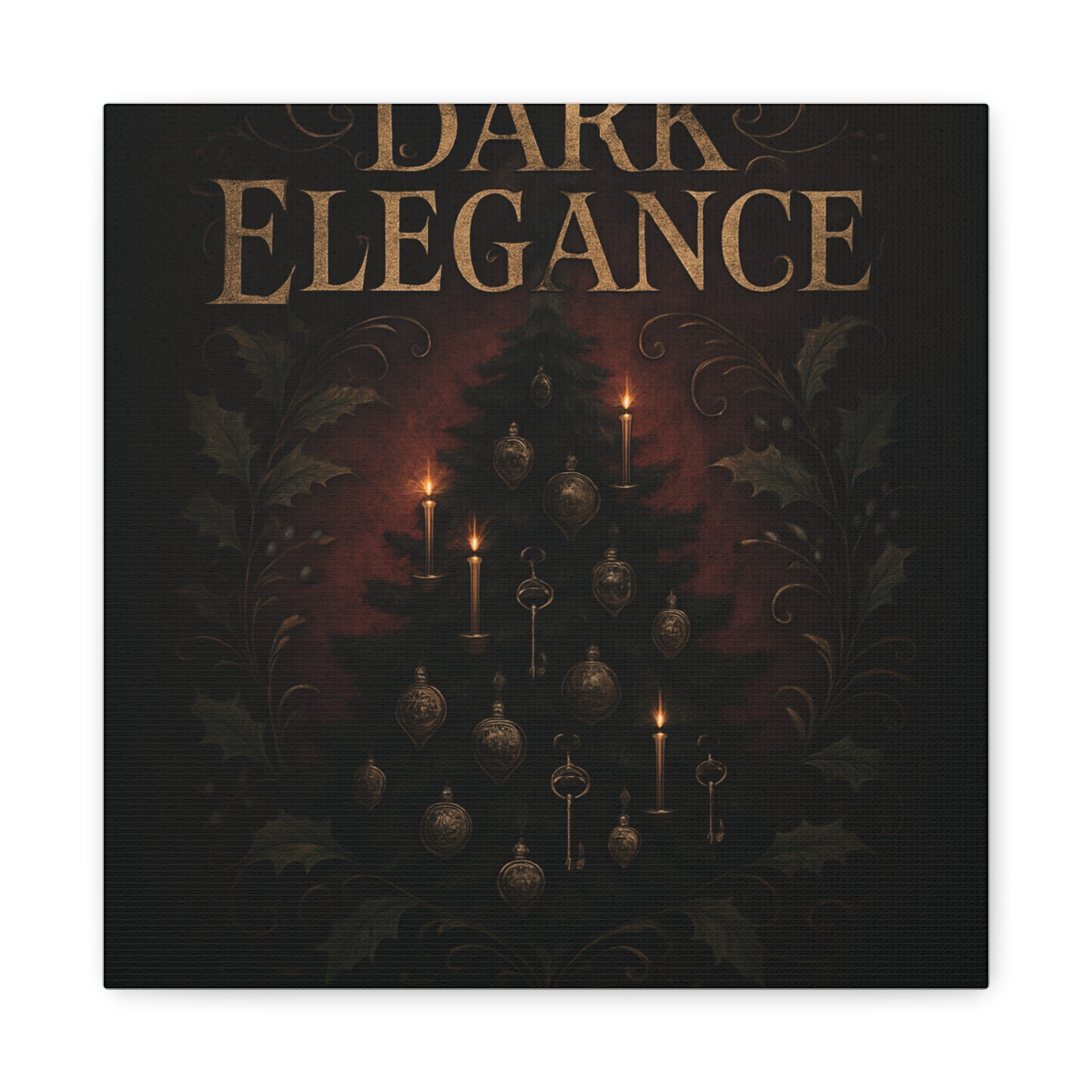 Elegance Christmas Canvas Wall Art — Vintage Candlelit Tree Matte Stretched Print