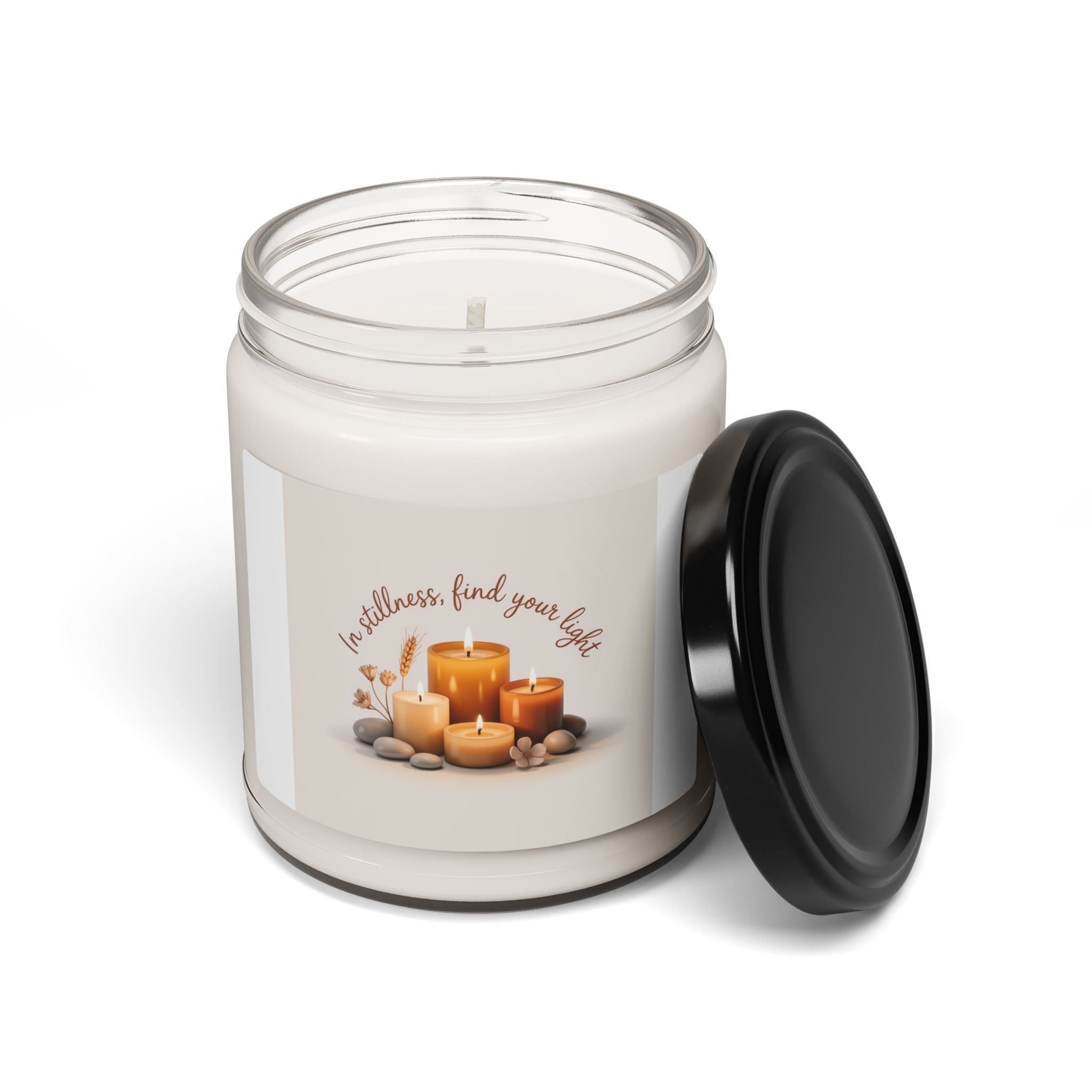 Soy Candle — 'In Stillness, Find Your Light' 9oz Scented Jar (Relaxing Spa Aromas)