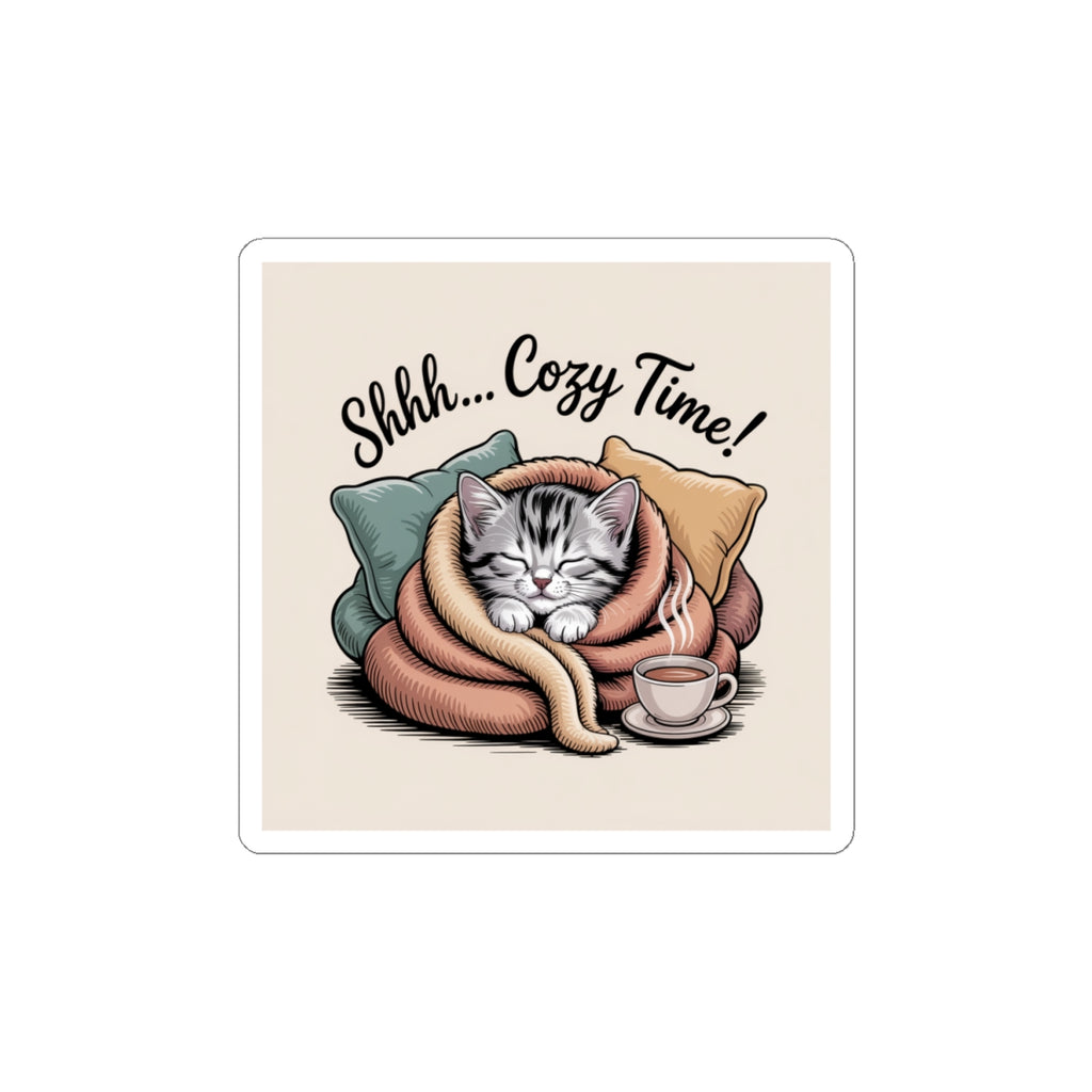 Cozy Cat 'Shhh... Cozy Time!' Kiss-Cut Sticker