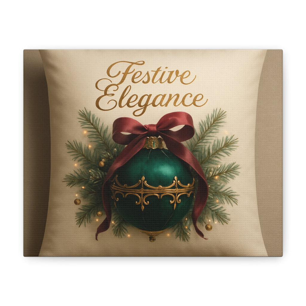 Festive Elegance Christmas Canvas Wall Art — Green Ornament Holiday Decor
