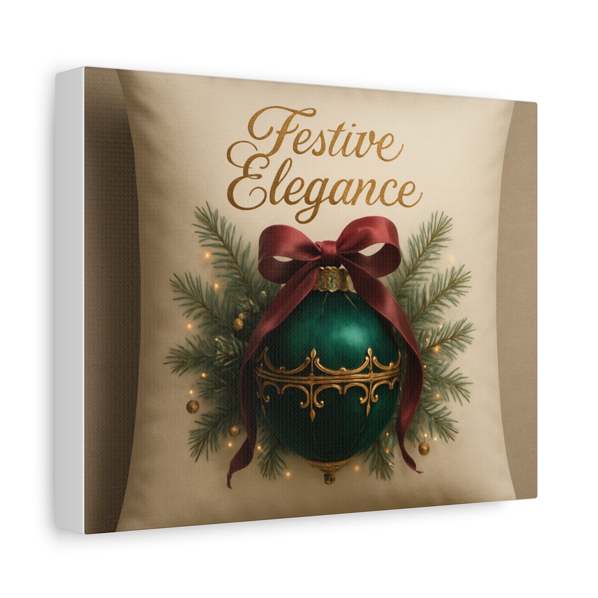 Festive Elegance Christmas Canvas Wall Art — Green Ornament Holiday Decor