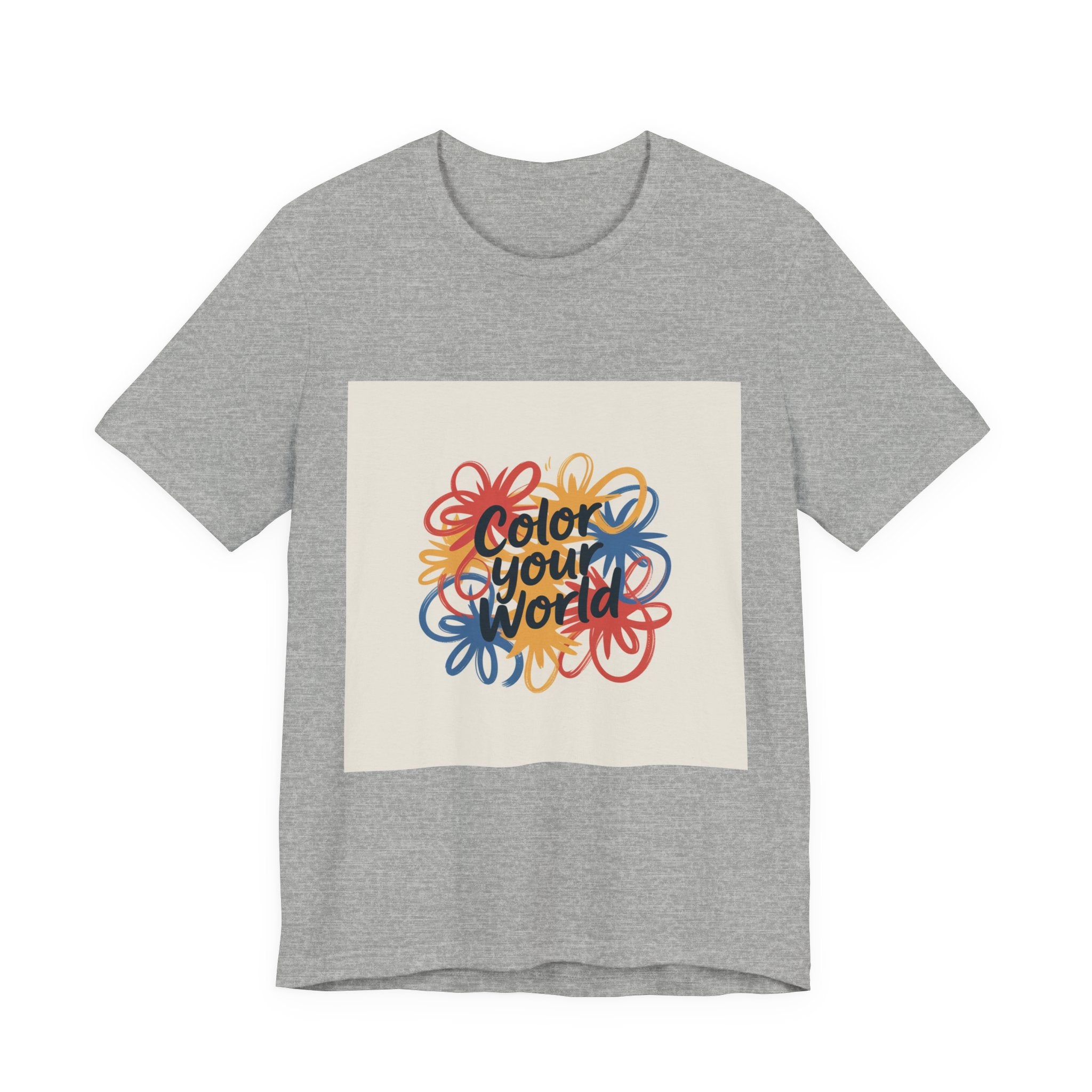 Color Your World Floral Graphic Tee — Positive Inspirational Short Sleeve Shirt