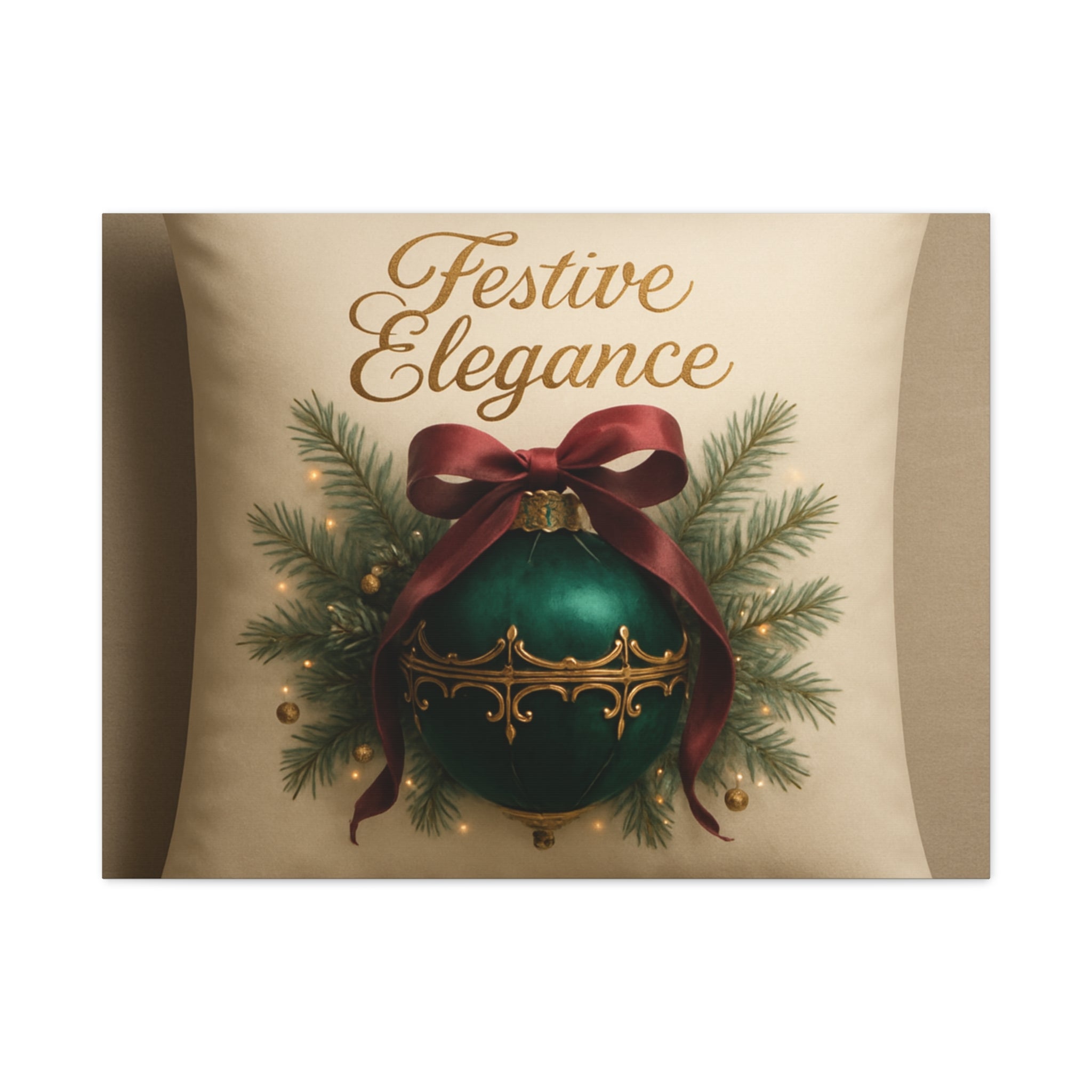 Festive Elegance Christmas Canvas Wall Art — Green Ornament Holiday Decor