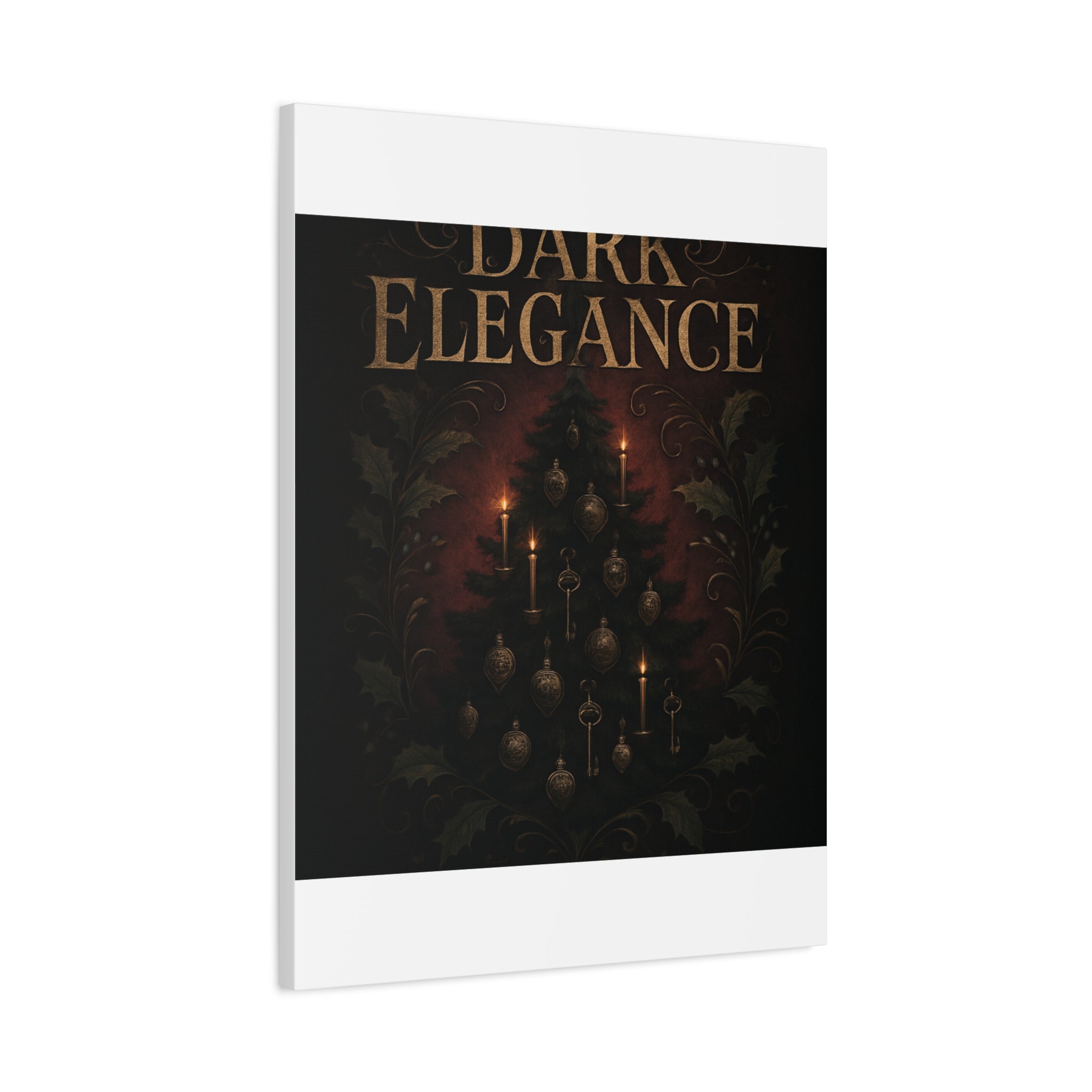 Elegance Christmas Canvas Wall Art — Vintage Candlelit Tree Matte Stretched Print