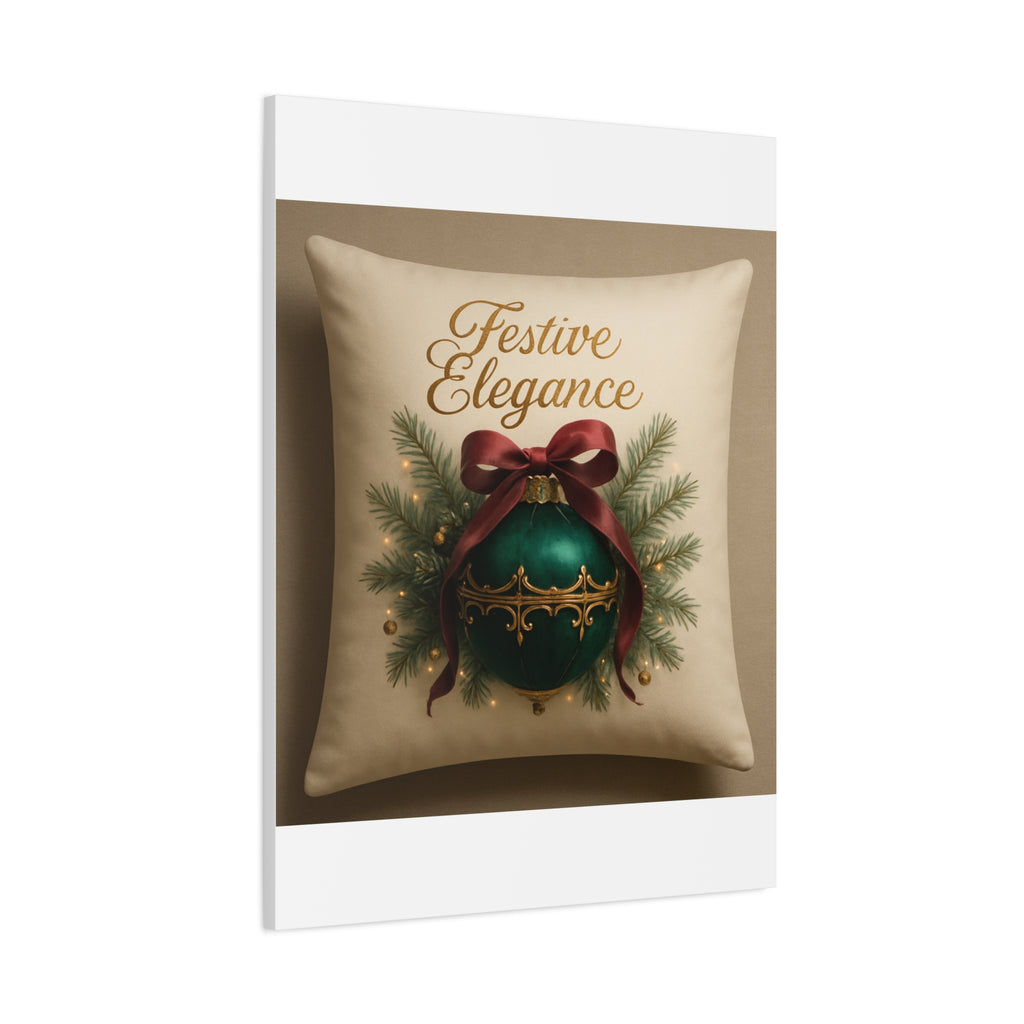 Festive Elegance Christmas Canvas Wall Art — Green Ornament Holiday Decor