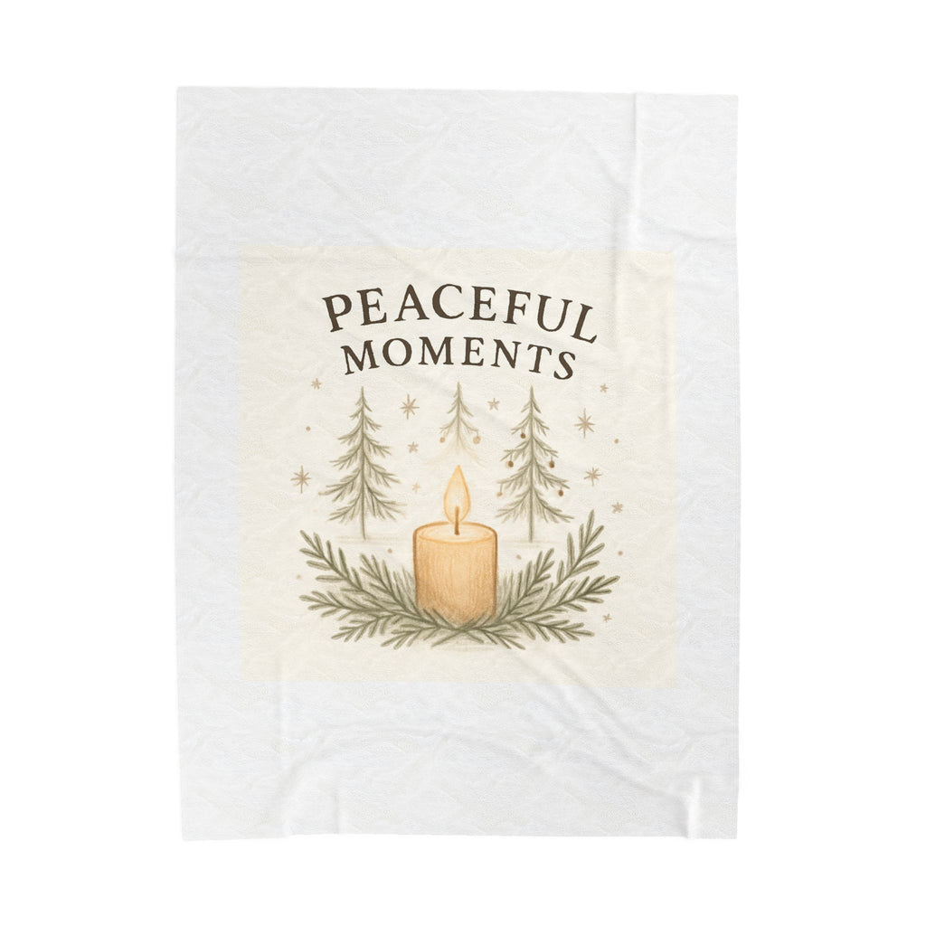 Peaceful Moments Velveteen Plush Blanket — Cozy Candle & Pine Winter Throw