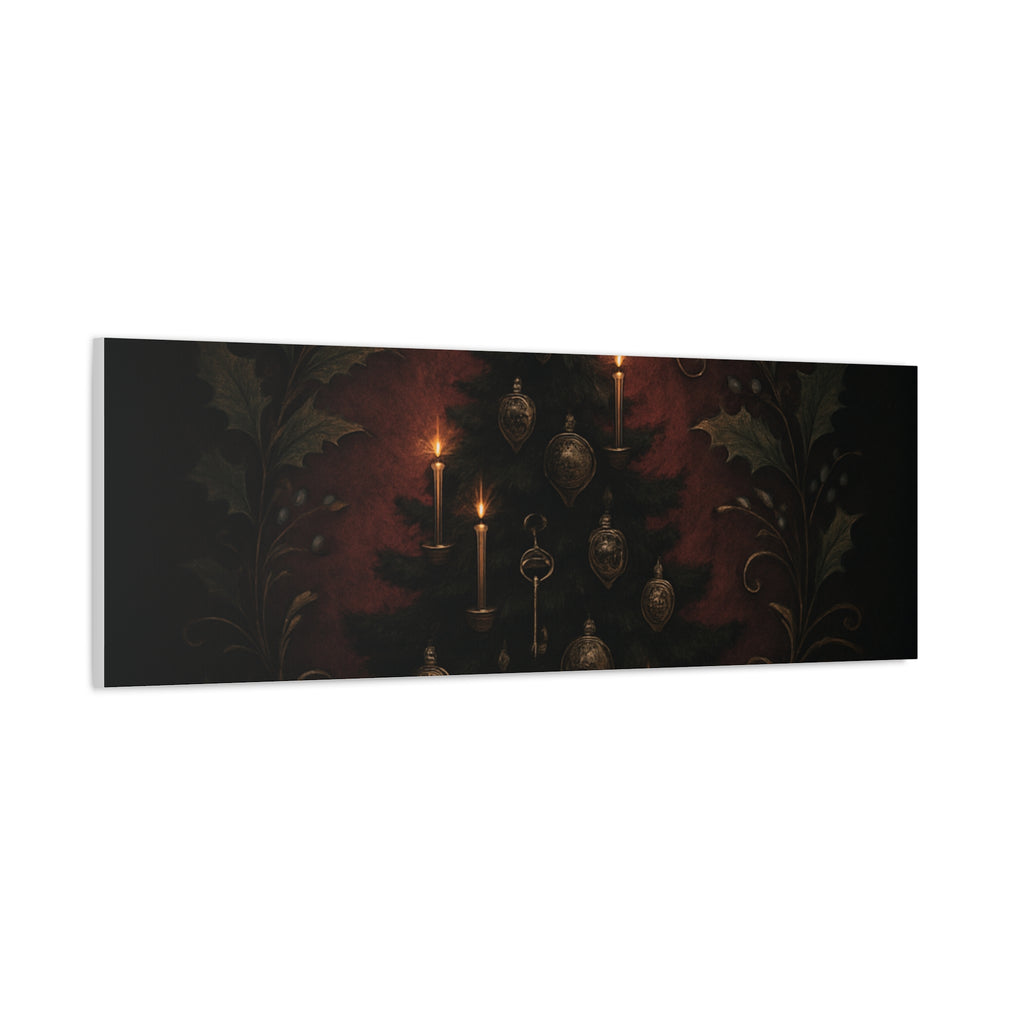 Elegance Christmas Canvas Wall Art — Vintage Candlelit Tree Matte Stretched Print