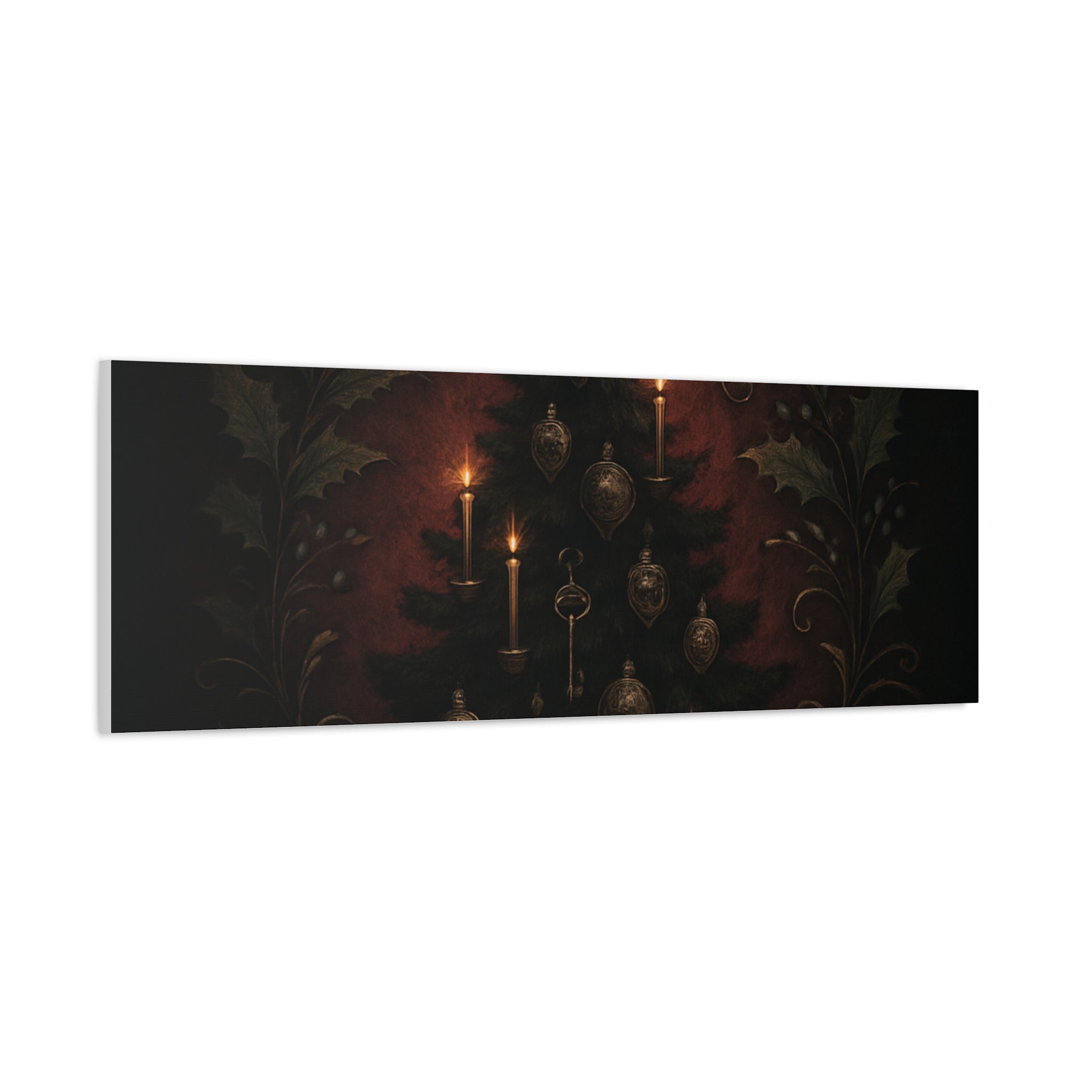 Elegance Christmas Canvas Wall Art — Vintage Candlelit Tree Matte Stretched Print