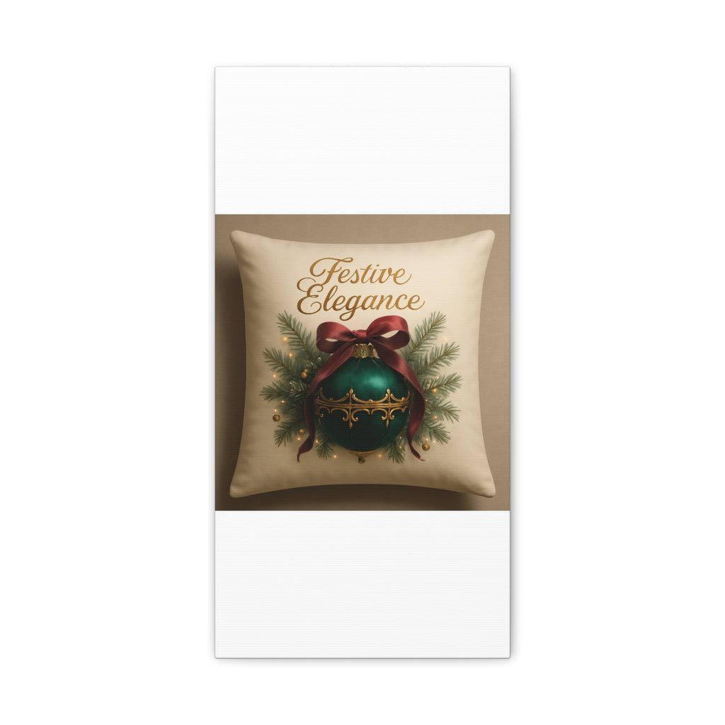 Festive Elegance Christmas Canvas Wall Art — Green Ornament Holiday Decor