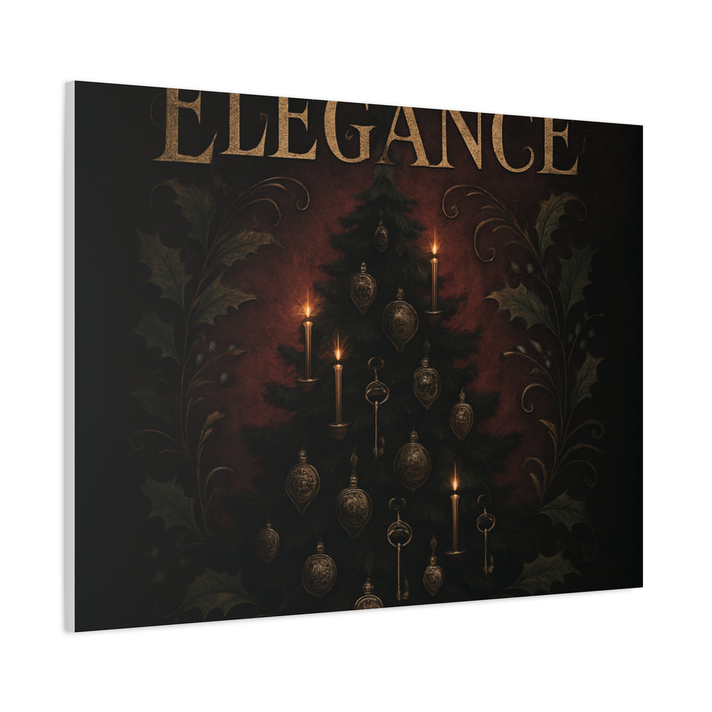 Elegance Christmas Canvas Wall Art — Vintage Candlelit Tree Matte Stretched Print