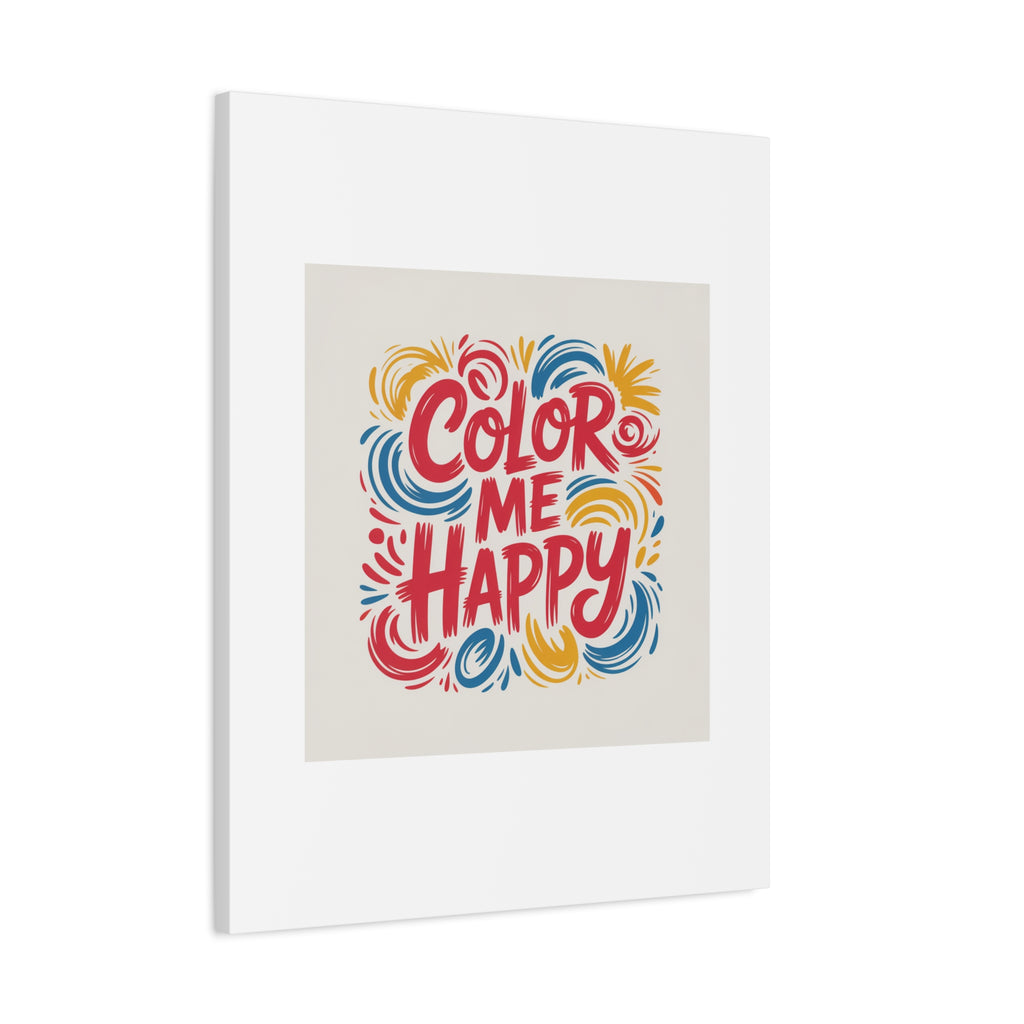Color Me Happy Canvas Wall Art — Bright Hand-Lettered Inspirational Print