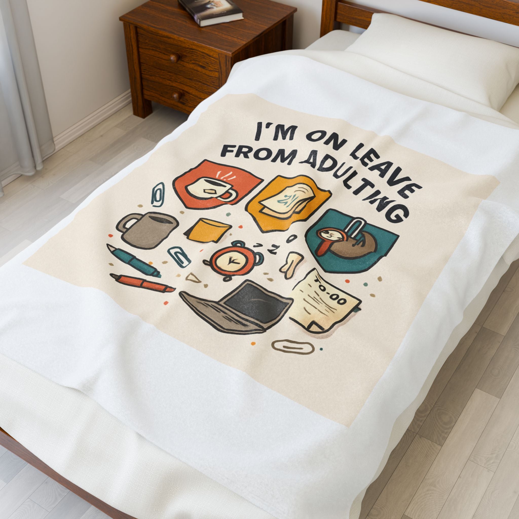 I'm On Leave From Adulting Velveteen Plush Blanket – Cozy Funny Self-Care Throw